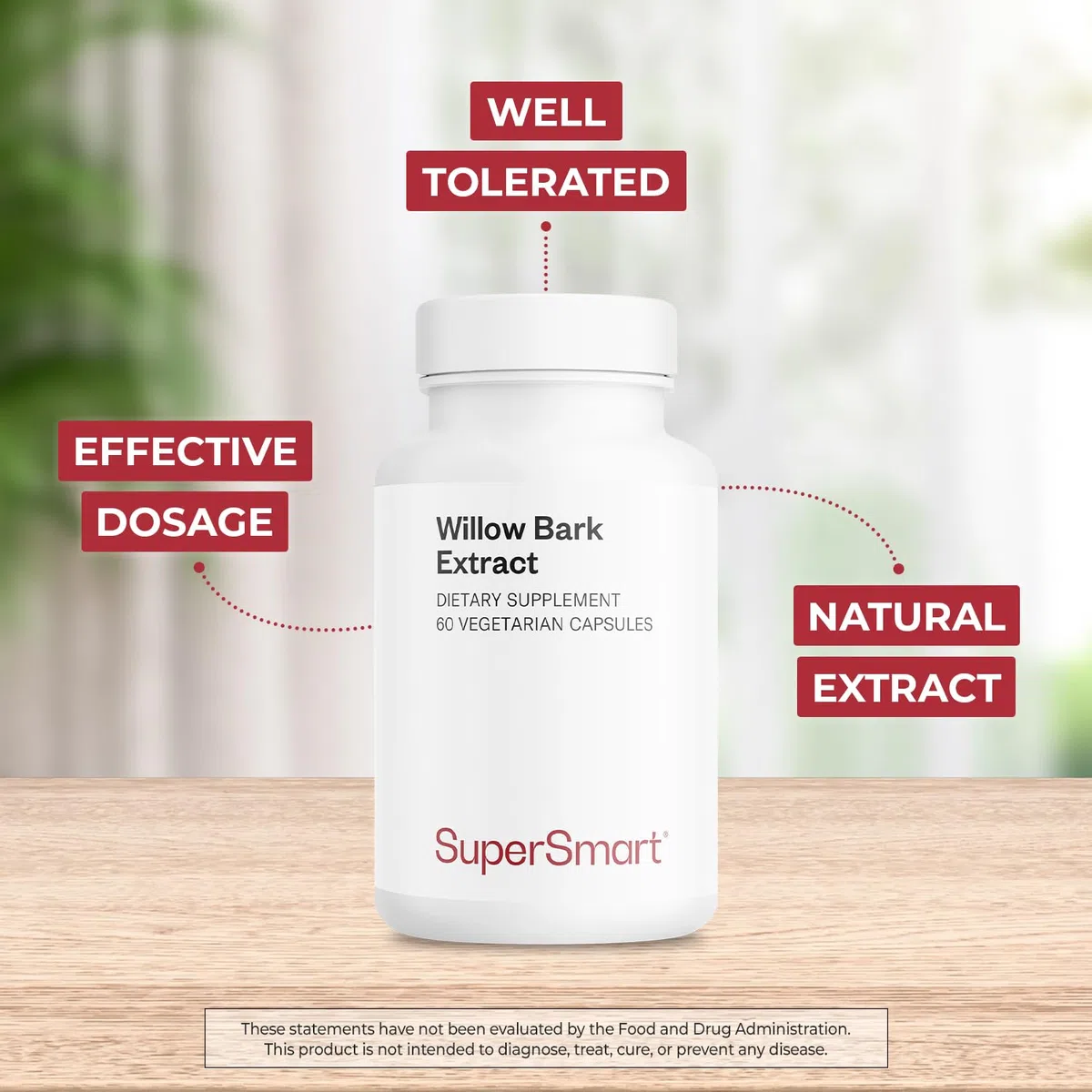 Willow Bark Extract - Corteccia di salice bianco - Aiuta ad alleviare naturalmente il dolore cronico - Contribuisce alla salute del cuore e alla circolazione sanguigna - Vegano - Supersmart