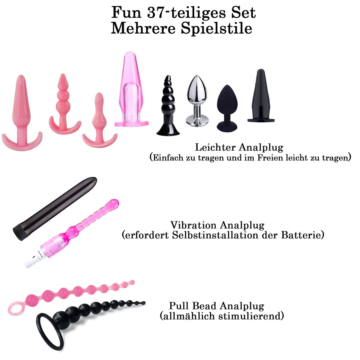 BDSMAGE Set Bondage 39 Pezzi Erotic Sex Toys, manette Sexishop Sexytoysys Donna Coppia, Plug Anale Butt Plug Set, Collare, Benda, Morsetti Capezzoli, BDSM sexy shop per Coppie Adulti