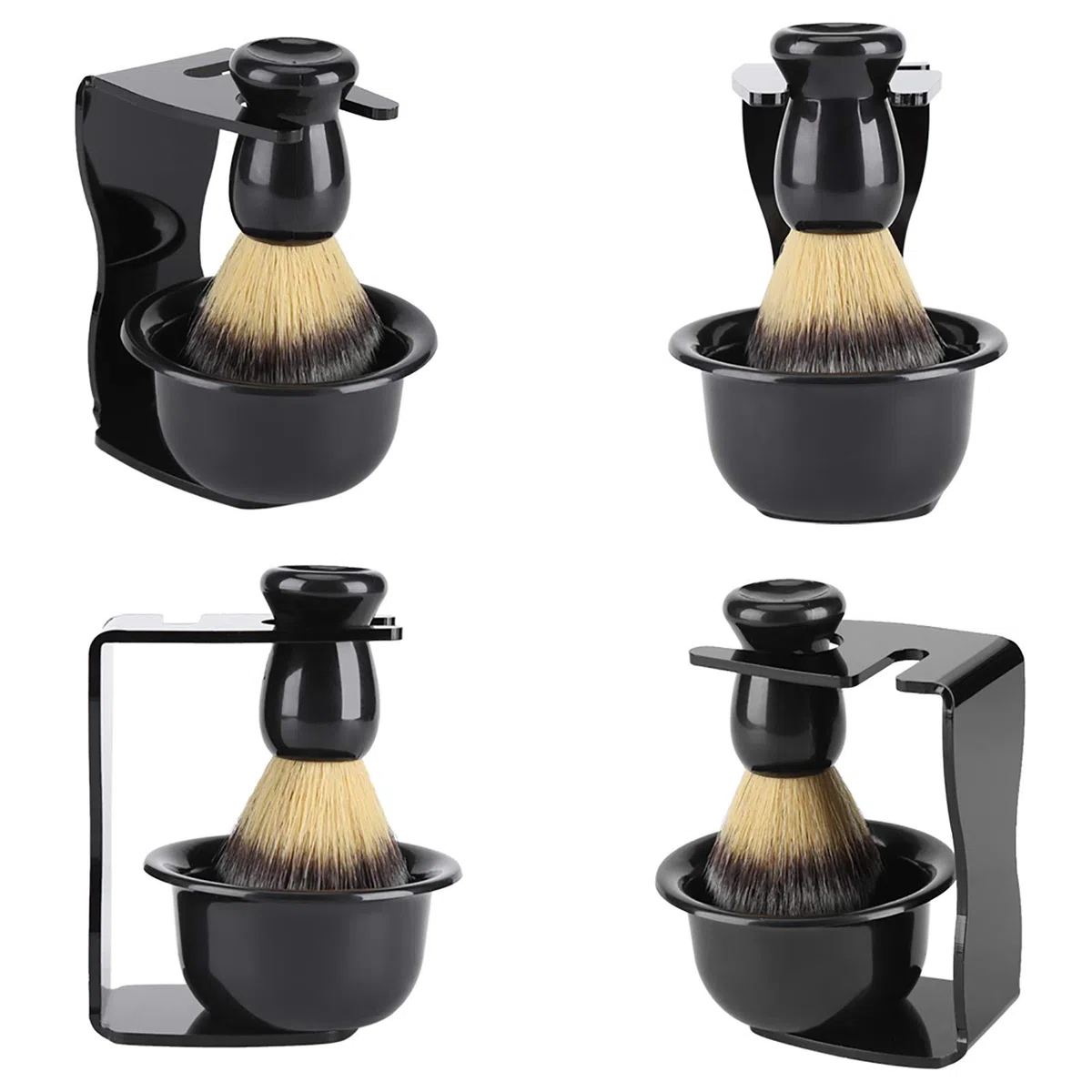 Set di Ciotole Porta Pennelli da Barba da Uomo Professionali da 3 Pezzi, Set da Barba da Uomo in Nylon Nero Importato Set di Ciotole Porta Pennelli da Barba da Uomo Professionali da 3 Pezzi