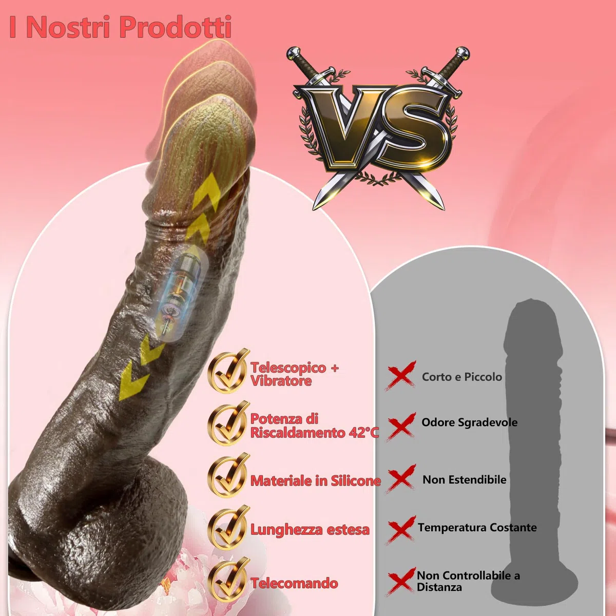 WHL 25 cm Dildo Realistico Vibratoreper Vibratore Anale Pene Realistico XXL Grosso Dildo Vibratore Anale Gigante 3 Spinte 9 Vibrazionecon Riscaldante Sexytoysys Donna Professionale, Nero