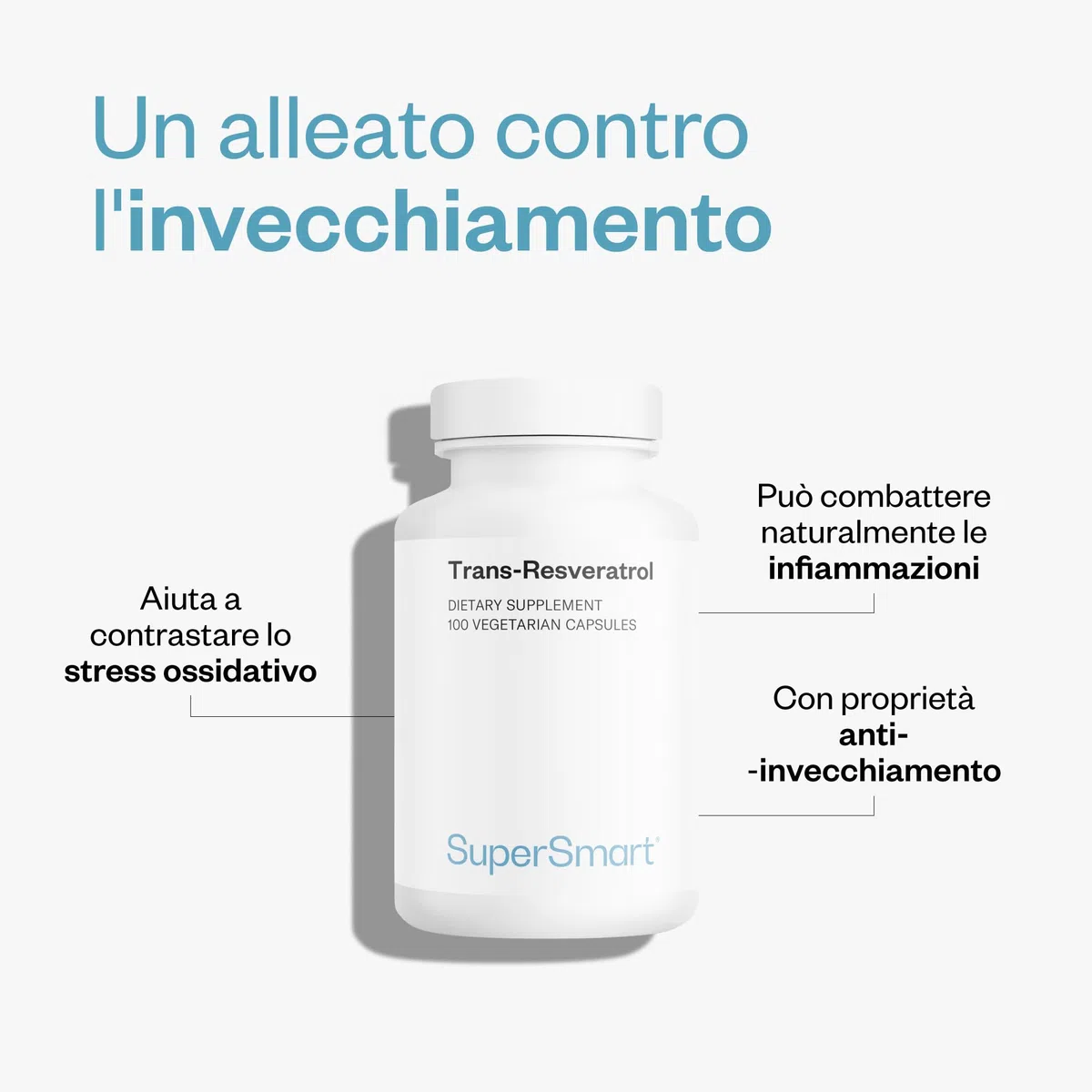 Trans-Resveratrol - Estratto di radice di Hu Zhang - Aiuta a combattere lo stress ossidativo e l'infiammazione - Vegano - Senza glutine - Supersmart