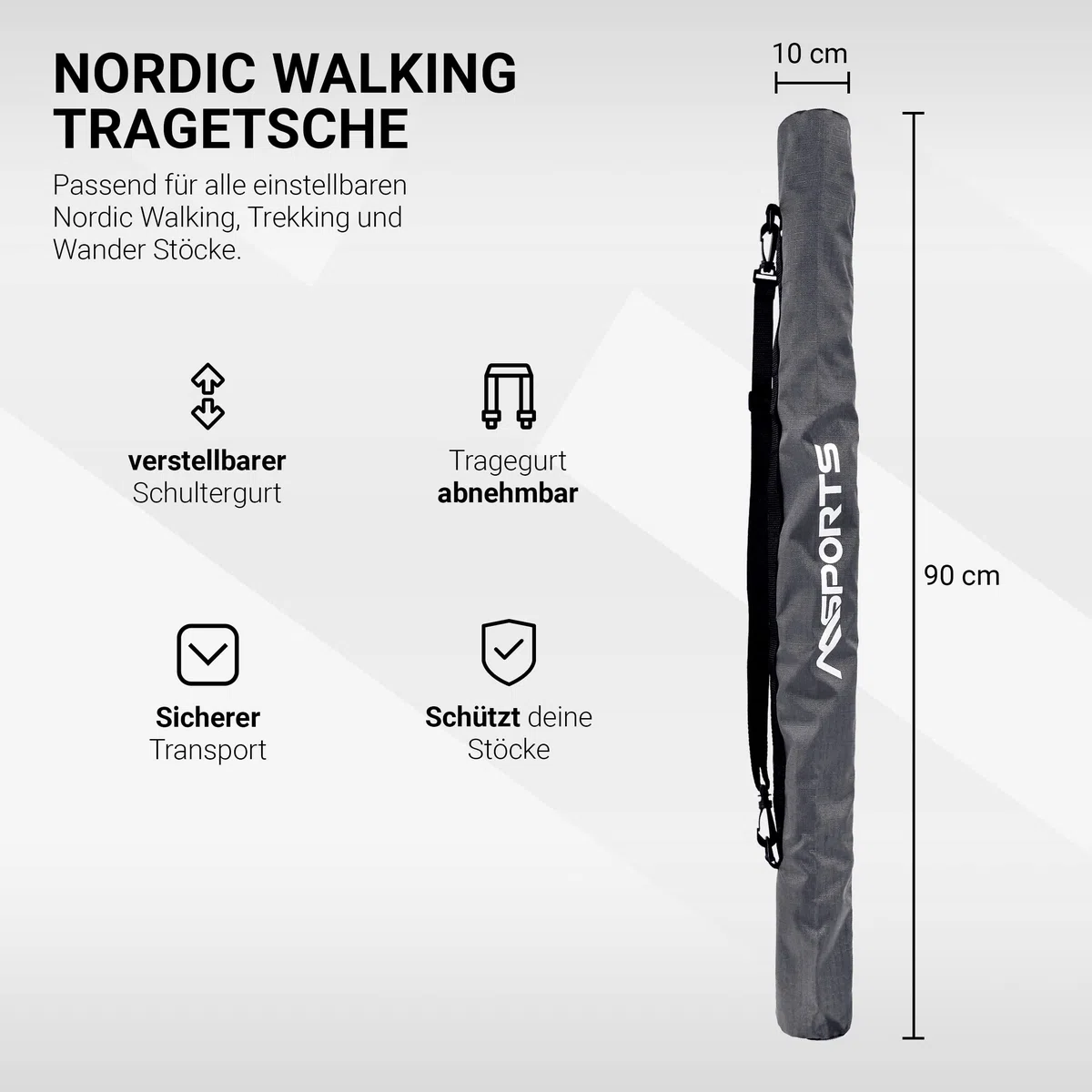 MSPORTS Nordic Walking - Borsa pieghevole per bastoni nordic walking di alta qualità, super leggera