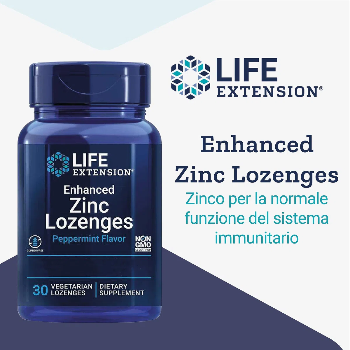 Life Extension, Enhanced Zinc Lozenges (Pasticche di Zinco), al Gusto di Menta Piperita, 30 Pastiglie vegane, Testate in Laboratorio, Senza Glutine, Vegetariane, Senza Soia, Non OGM