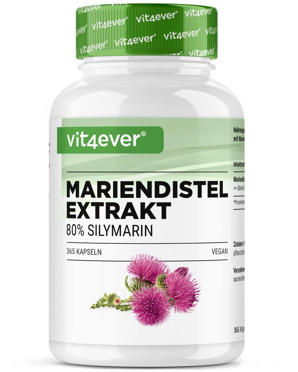 Estratto di cardo mariano 365 capsule da 500 mg ciascuna - contenuto di silimarina all'80% - fornitura per 12 mesi - dosaggio elevato - vegano