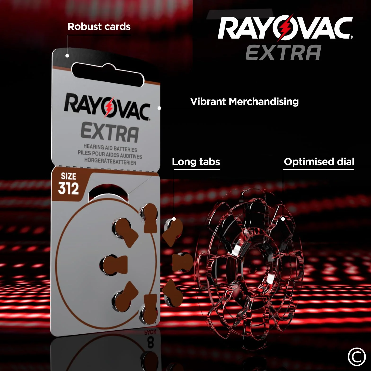 80 Batterie Per Apparecchi Acustici Rayovac Extra Misura 312. - 10 Blister da 8 Pile