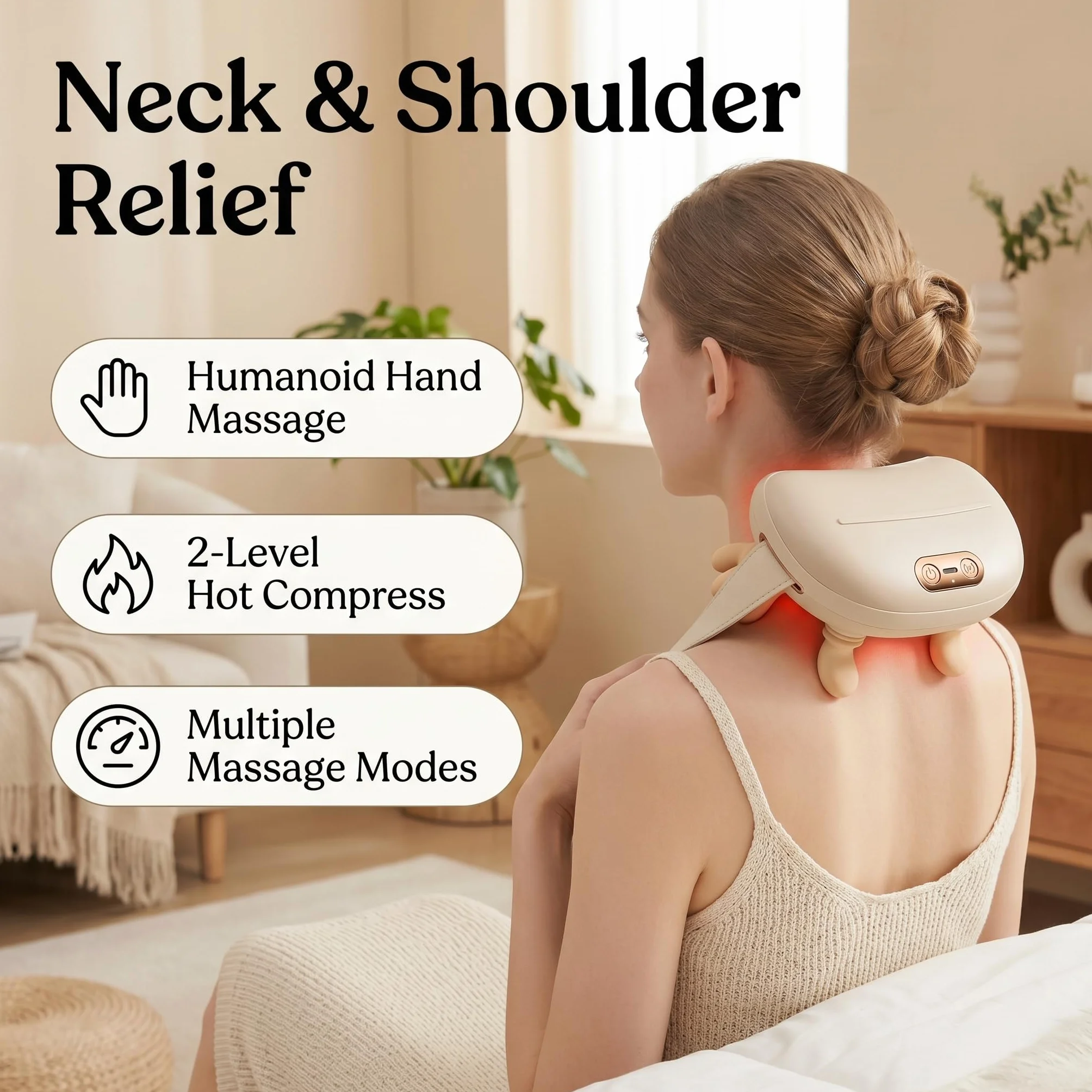 Massaggiatore Cervicale Ergonomico 4D Senza Fili, Dispositivo Ricaricabile USB per Massaggio di Collo e Spalle, Neck Massager Regalo per donne, uomini, mamma e papà