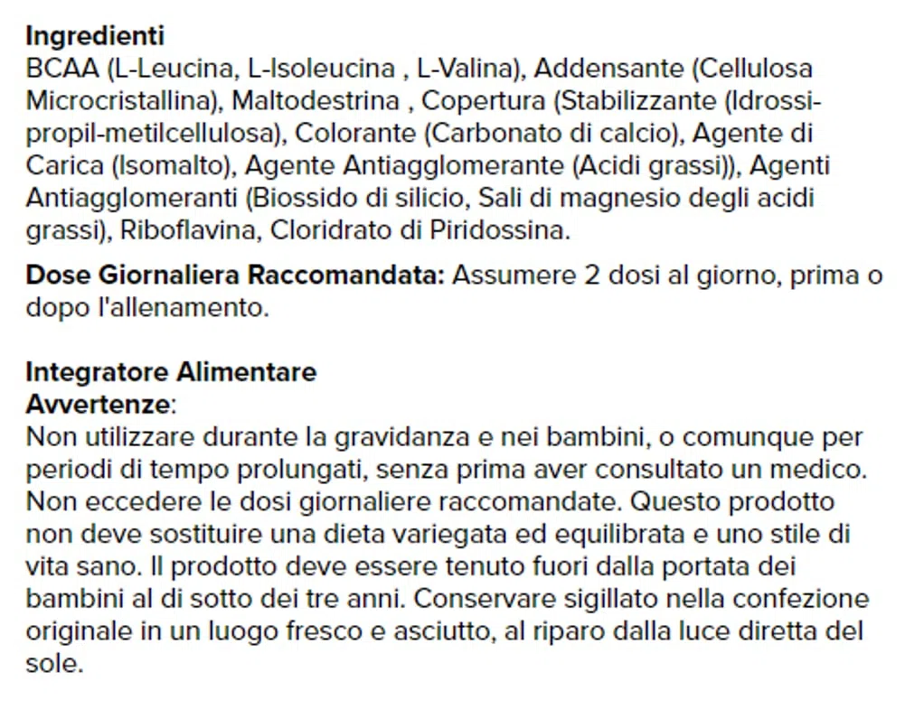 Bcaa 2:1:1 200 compresse - aminoacidi ramificati + Vitamina B2 e B6