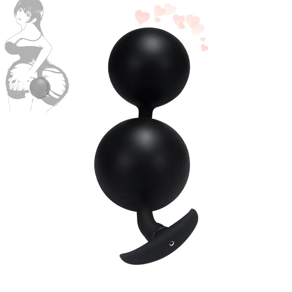 Palla Gonfiabile Yoga a Forma di Ciliegia con 2 Sfere d'Acciaio incorporate per Lo scuotimento Fisico PL&úg An&àlé bÛ&TT (Nero)