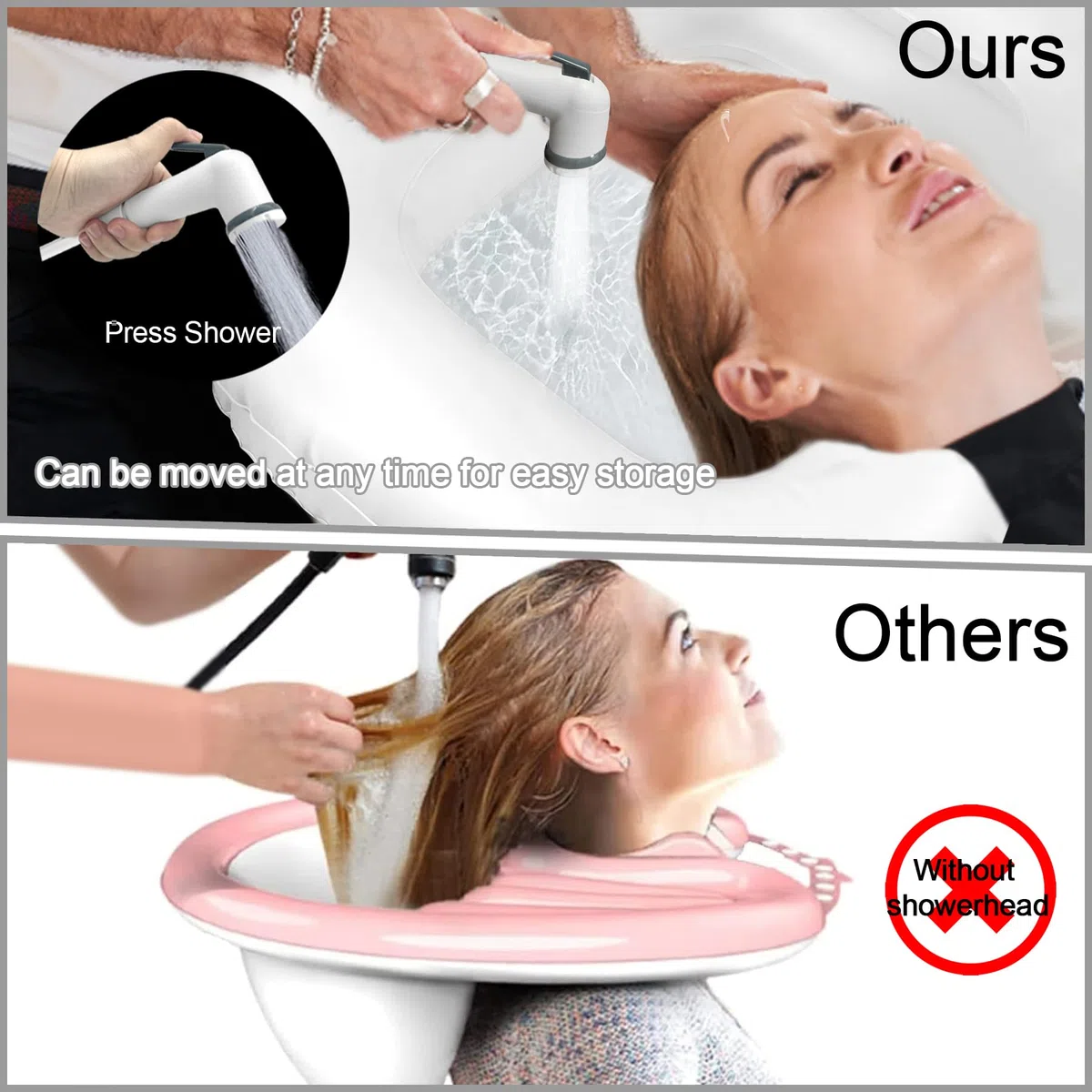 TZEKING Lavandino gonfiabile, Bacino gonfiabile per capelli portatile, con Tubo di Drenaggio, con soffione e sacca d'acqua, Lavare i Capelli Lavandino, il lavaggio dei capelli per comodini e letto