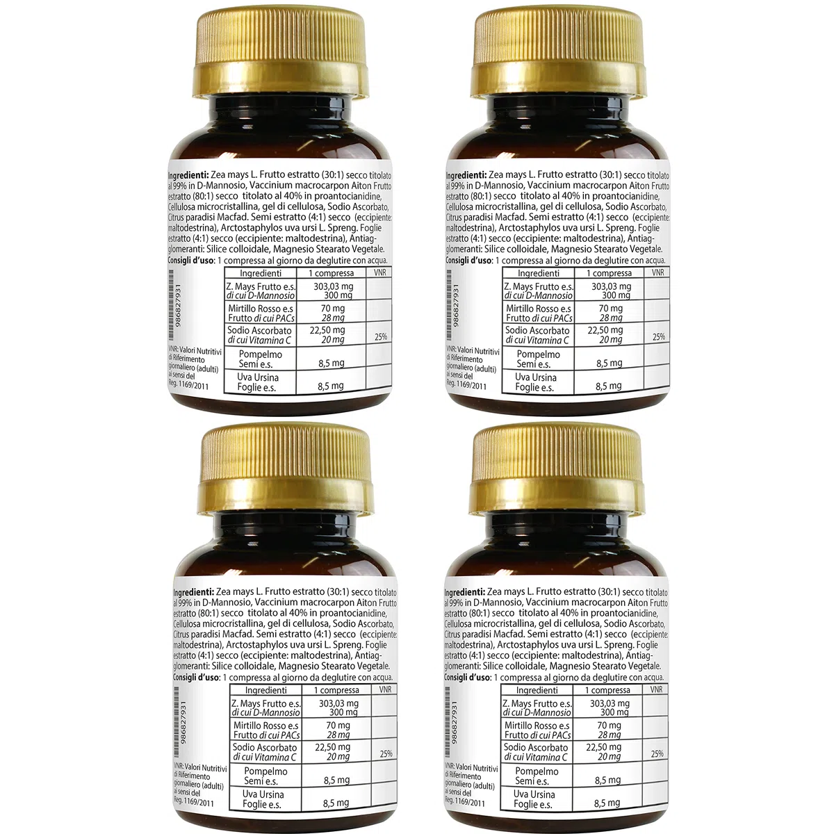 D - Mannosio e Cranberry 40% PAC Mirti Complex con Semi di Pompelmo, Uva Ursina e Vitamina C | 240 compresse 1 al dì | Mirtillo Rosso ad Alto Dosaggio