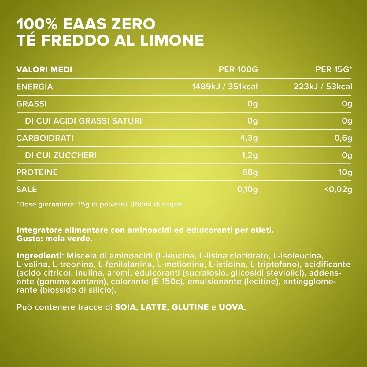 IronMaxx 100% EAAs Zero - Aminoacidi in polvere- integratore a base degli 8 aminoacidi essenziali con alto contenuto di BCAA- vegano- senza zuccheri- gusto: Tè Freddo Al Limone- Alta Dose- 500g