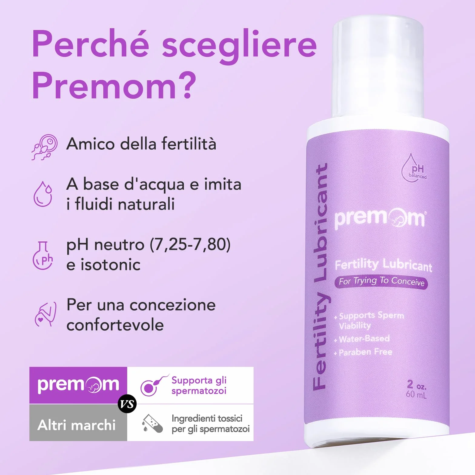 Premom Lubrificante per la Fertilità - 60ml | Facile da Portare