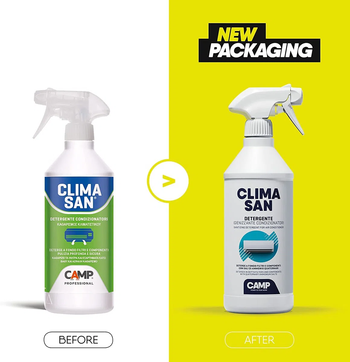 Trattamento Sanificante ed Igienizzante Completo Climatizzatori Detergente + Igienizzante Climasan Camp
