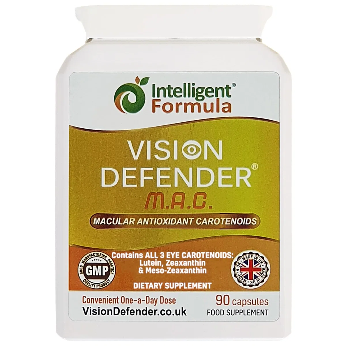 Vision Defender MAC Vitamine per gli Occhi – Carotenoidi Tripli: Luteina 10mg, Zeaxantina 2mg & Meso-Zeaxantina10 mg – Supporto Vista & Salute Oculare – 90 Capsule – Prodotto nel Regno Unito