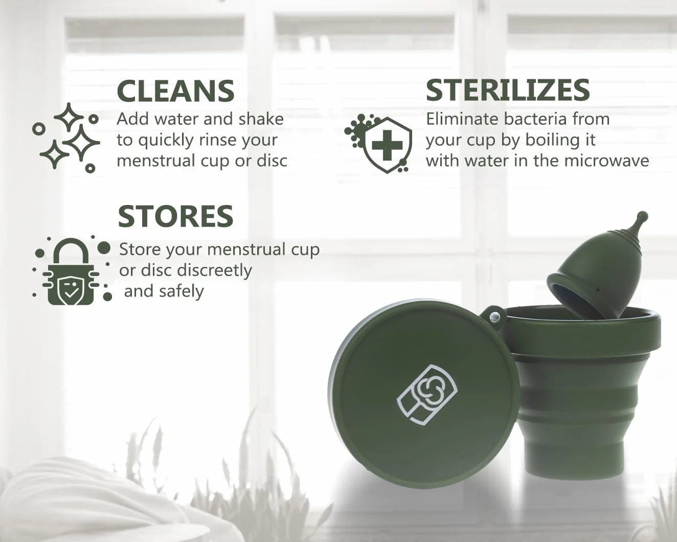 Coppetta Mestruale XS & S in 100% Silicone Medico con Sterilizzatore e Sacchetto in Cotone | Kit Coppetta Riutilizzabile, Senza BPA, Fino a 12 Ore di Protezione