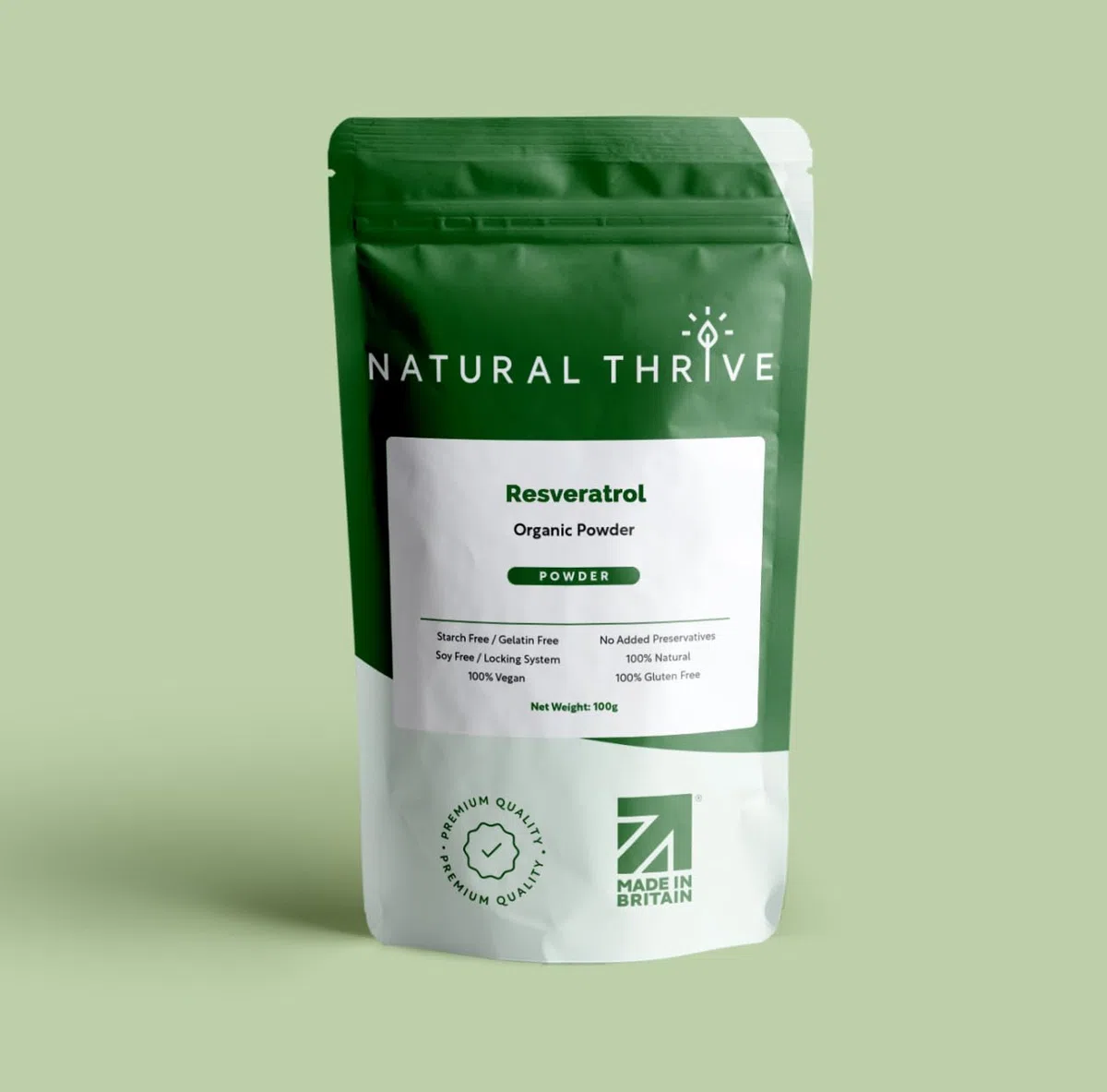 Polvere di estratto di resveratrolo biologico, antiossidante puro e supporto cardiovascolare, vegano, senza glutine, non OGM, 100 g