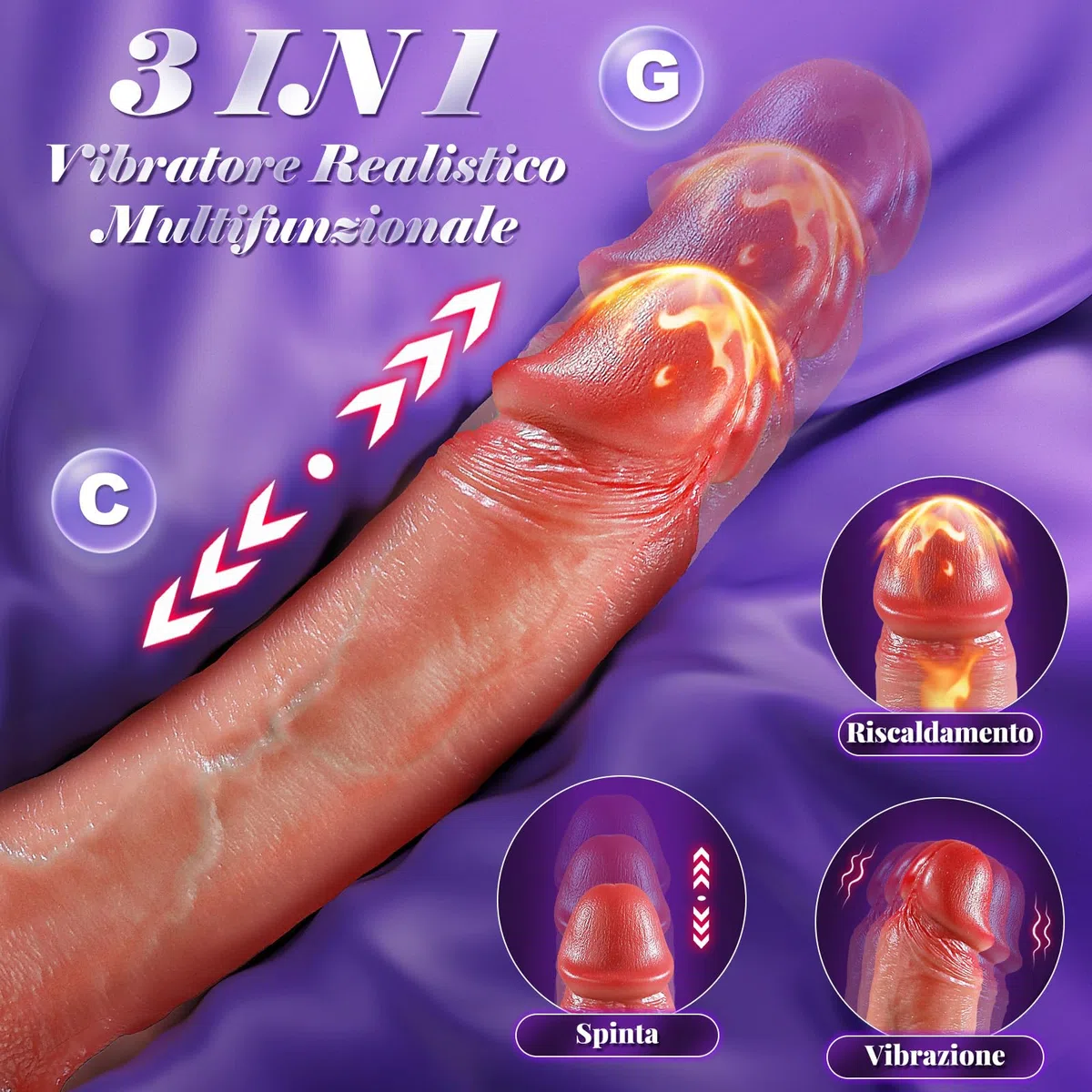9,5' Dildo Vibrante Sex Toys Donna, Dildo Realistico con 10 Modalità di Vibrazione, 7 Modalità di Spinta e Riscaldante, Vibratore a spinta con Ventosa Vibratore Clitoride Toys Sessuali per Donna