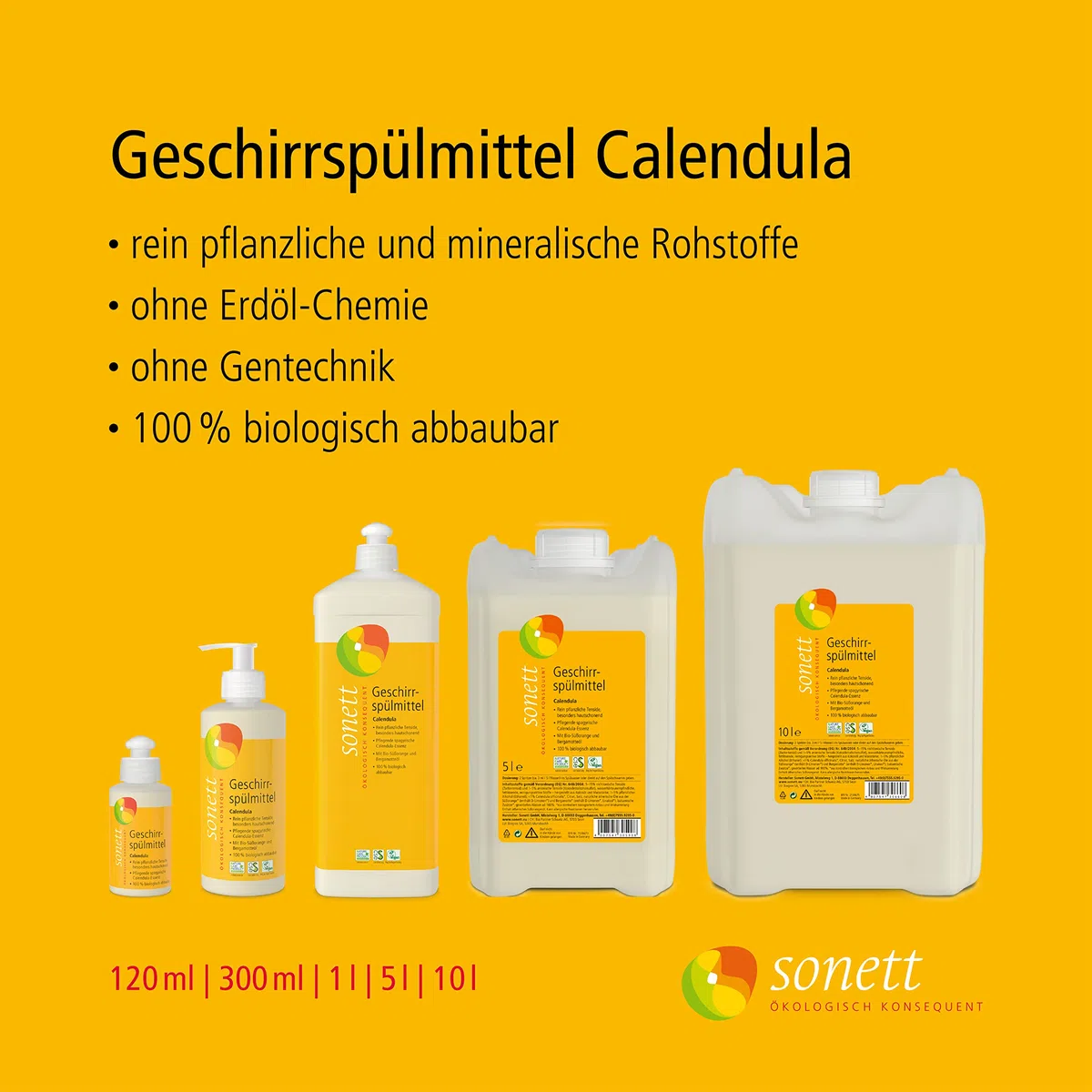 Detersivo per lavastoviglie Calendula: per lavare a mano, tensioattivi puramente vegetali
