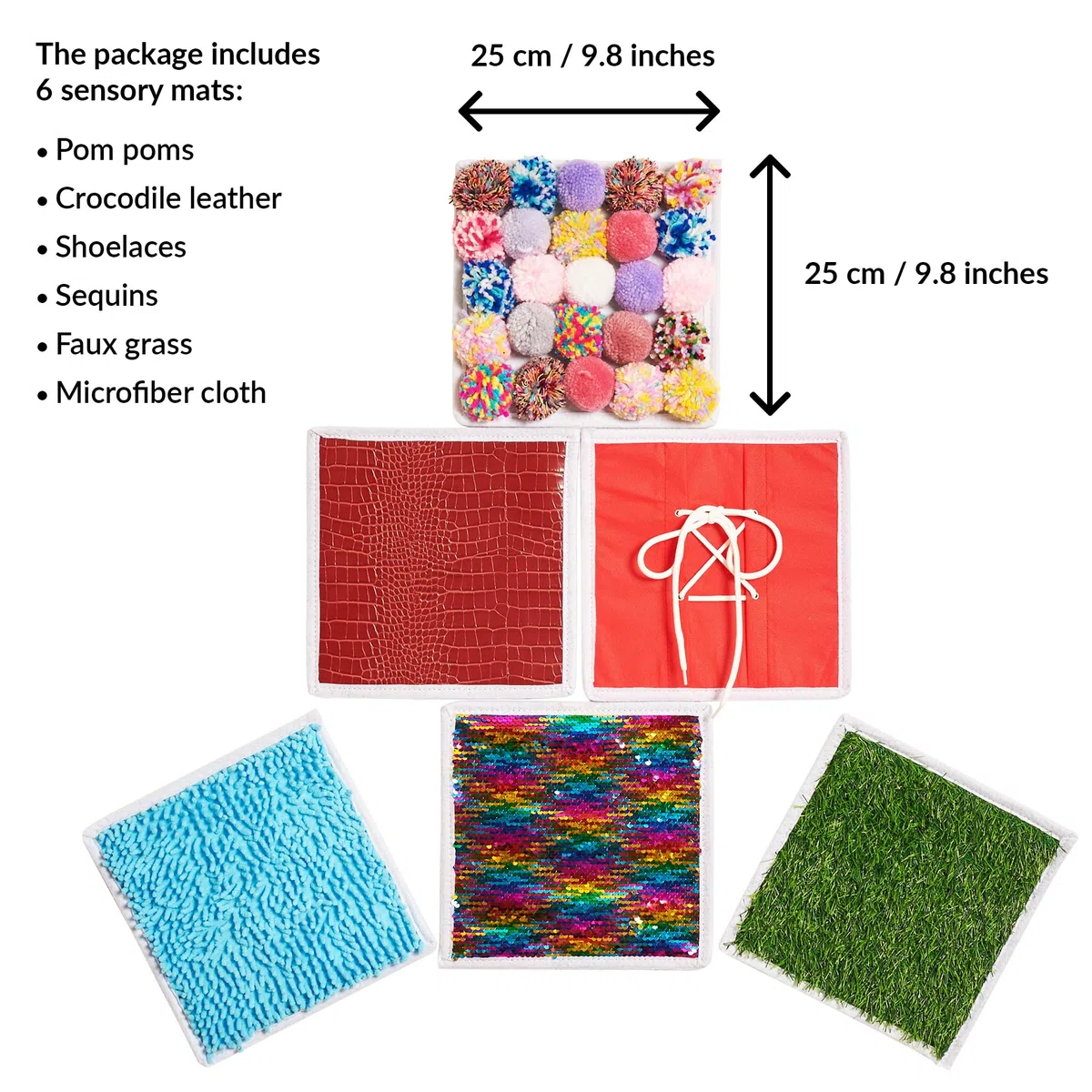 Tappetini Sensoriali | Pannelli Sensoriali Per Bambini | Oggetti Indispensabili Per La Camera Sensoriale | Accessori Per Bambini Con Esigenze Sensoriali | Tappetino Tattile | Sensory Wall | 6 Pz