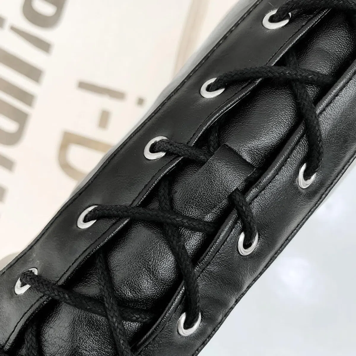 Stivali Alti da Donna 11CM Stivali con Plateau con Tacco Spesso e Lacci Stivali con Tacco Alto Sexy Stivali da Cavaliere Scarpe da Ballo
