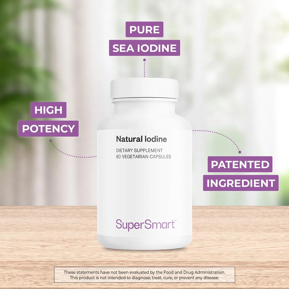 Natural Iodine - Promuove la normale funzione tiroidea - Controllo del peso - Integratore alimentare Estratto di alghe Ascophyllum Nodosum - Vegano - Supersmart