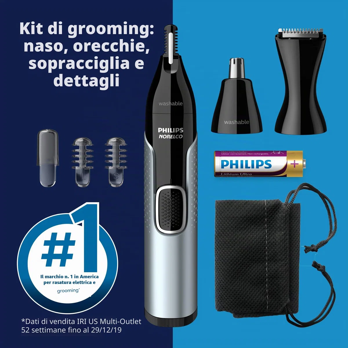 Philips Norelco Naso 5000 per naso, orecchie, sopracciglia, NT5600/62