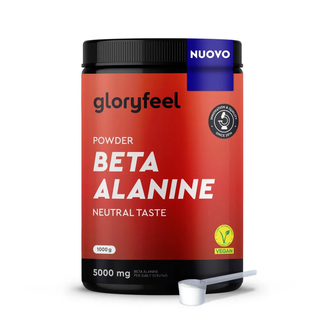 Beta Alanina in polvere 1000g - 5000mg per porzione - PreWorkout per 7 mesi - Amminoacido vegano alto Dosaggio - Beta Alanina +99% Pura, Senza additivi e Sapore neutro - Qualità testata in Laboratorio