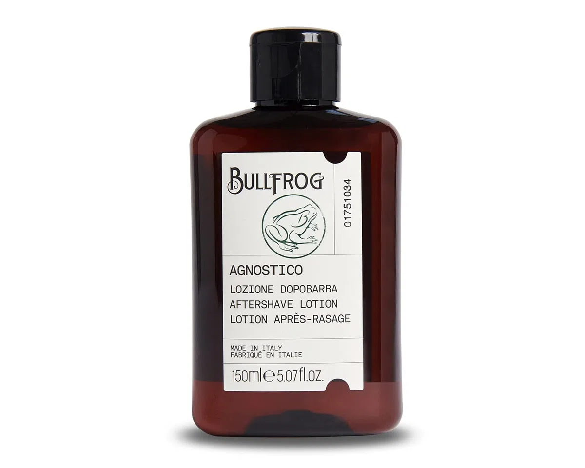 Bullfrog - Agnostico Dopobarba: Dopobarba Rinfrescante e Lenitivo con 92% Ingredienti Naturali, Fragranza Legnosa e Aromatica, Azione Tonificante e Comfort Prolungato, 150 ml