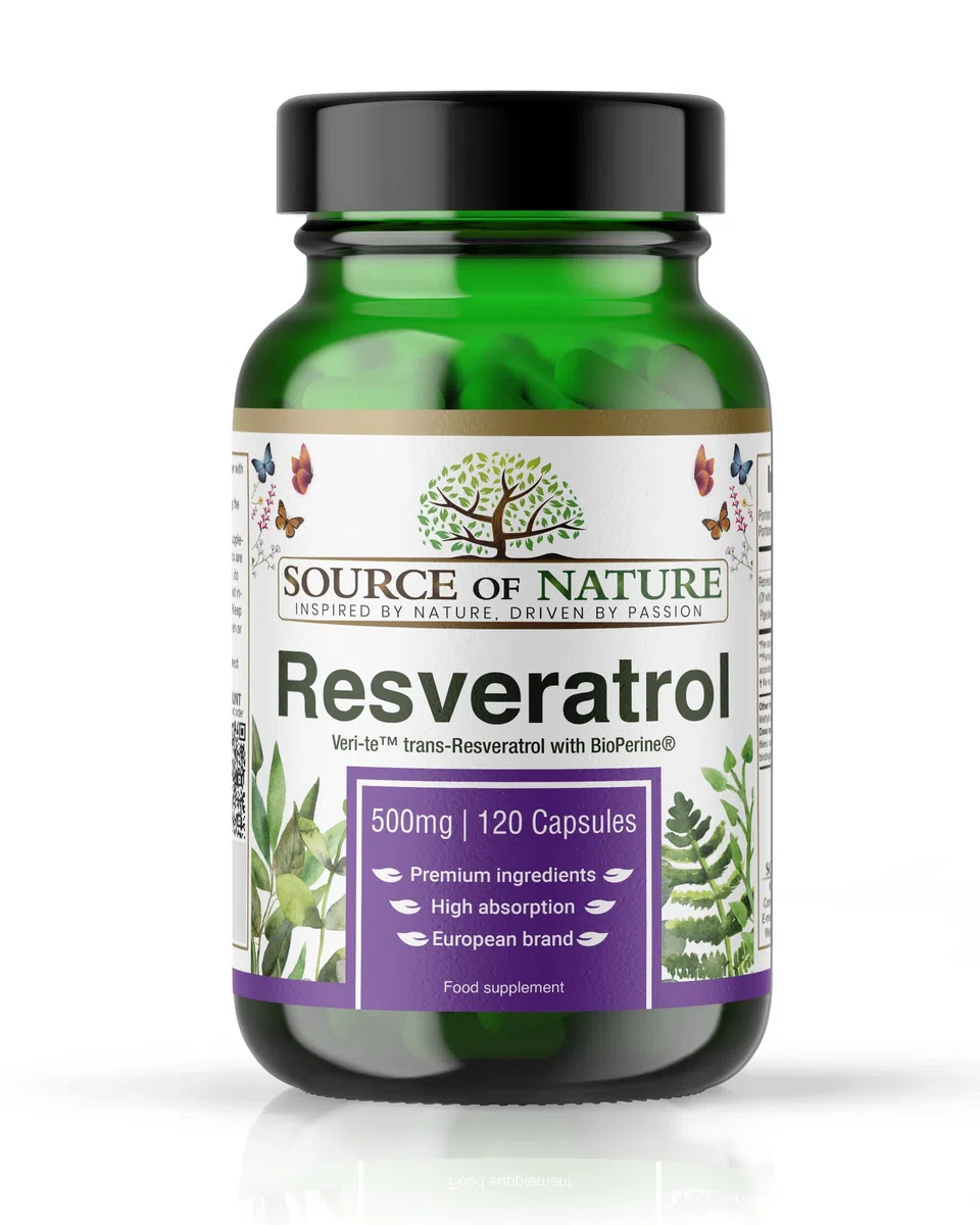 Trans-Resveratrolo 500 mg | 120 capsule vegane | Alta dose | Purezza 98% | Fermentato naturalmente | Con piperina | Testato in laboratorio | Qualità premium