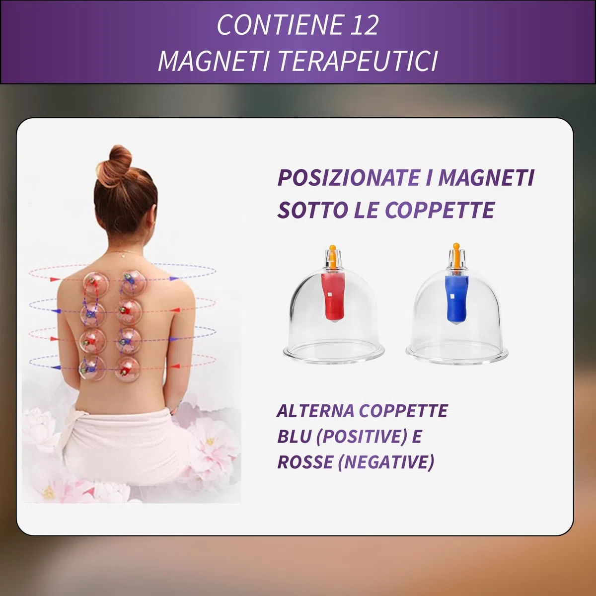 Uplife Set Coppettazione con 24 Coppette Massaggio Schiena - Per Cupping Therapy, Vacuum Terapia. Ventosa per Trattamento Cellulite e Sollievo dai Dolori Muscolari