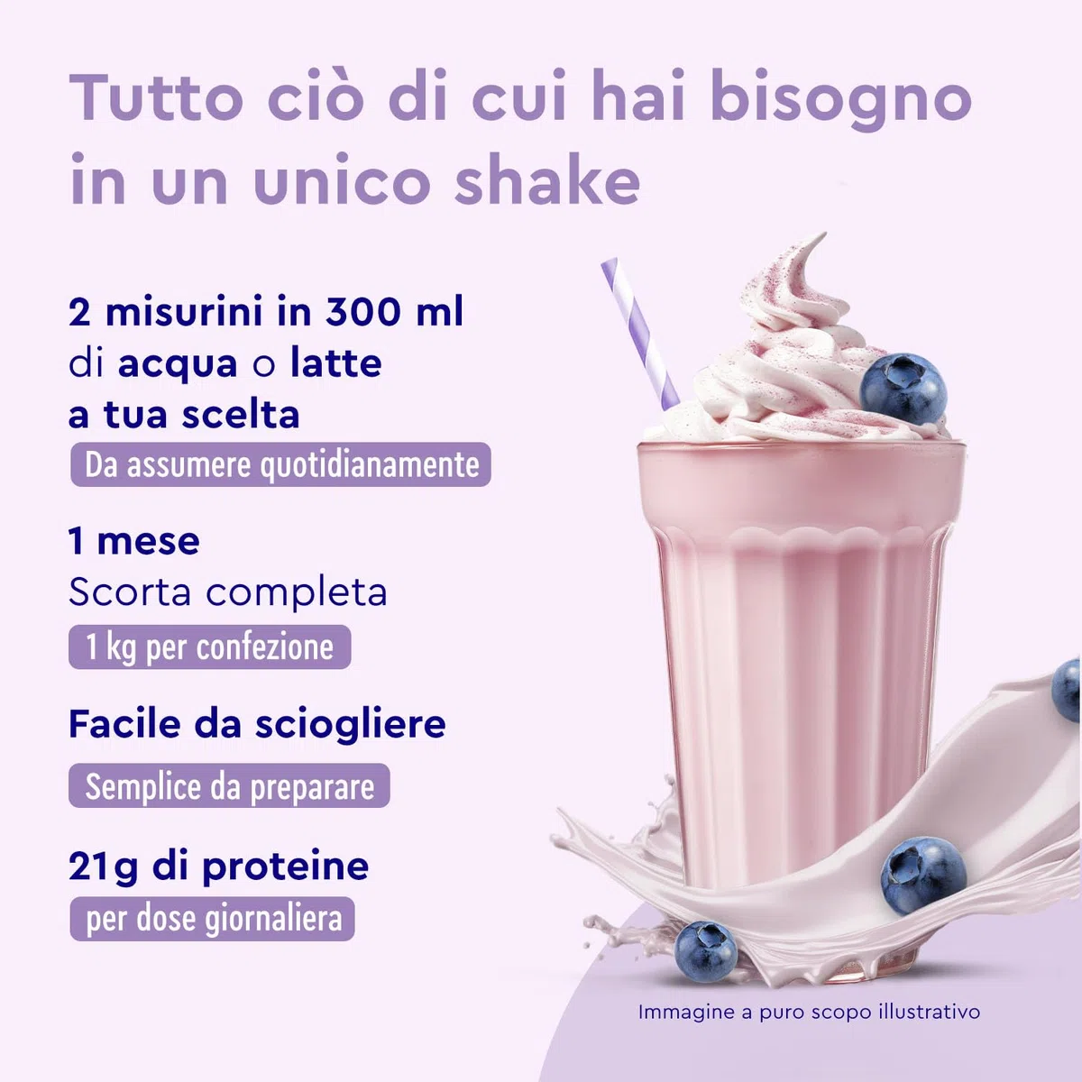 Proteine Vegane in Polvere Gusto Mirtillo - 1kg Proteine Vegetali - 33 Porzioni da 21g di Proteine - senza Soia - da Proteine in Polvere di Pisello, Fava e Girasole - 100% vegan e senza Glutine