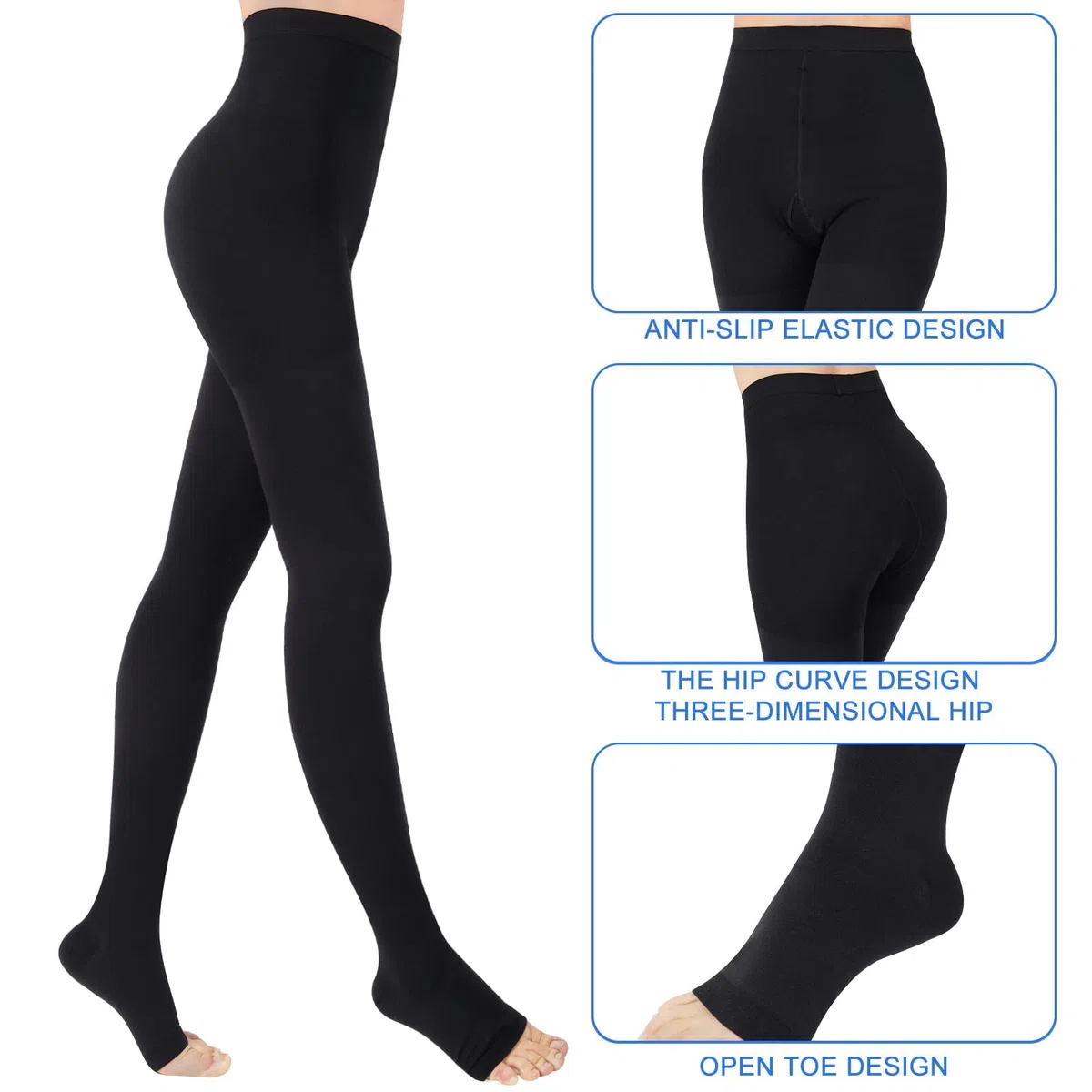 20 – 30 mmHg Calze a compressione mediche da uomo e da donna, classe II, calze a compressione graduate da uomo, punta aperta, calze di sostegno per gravidanza varicose edema