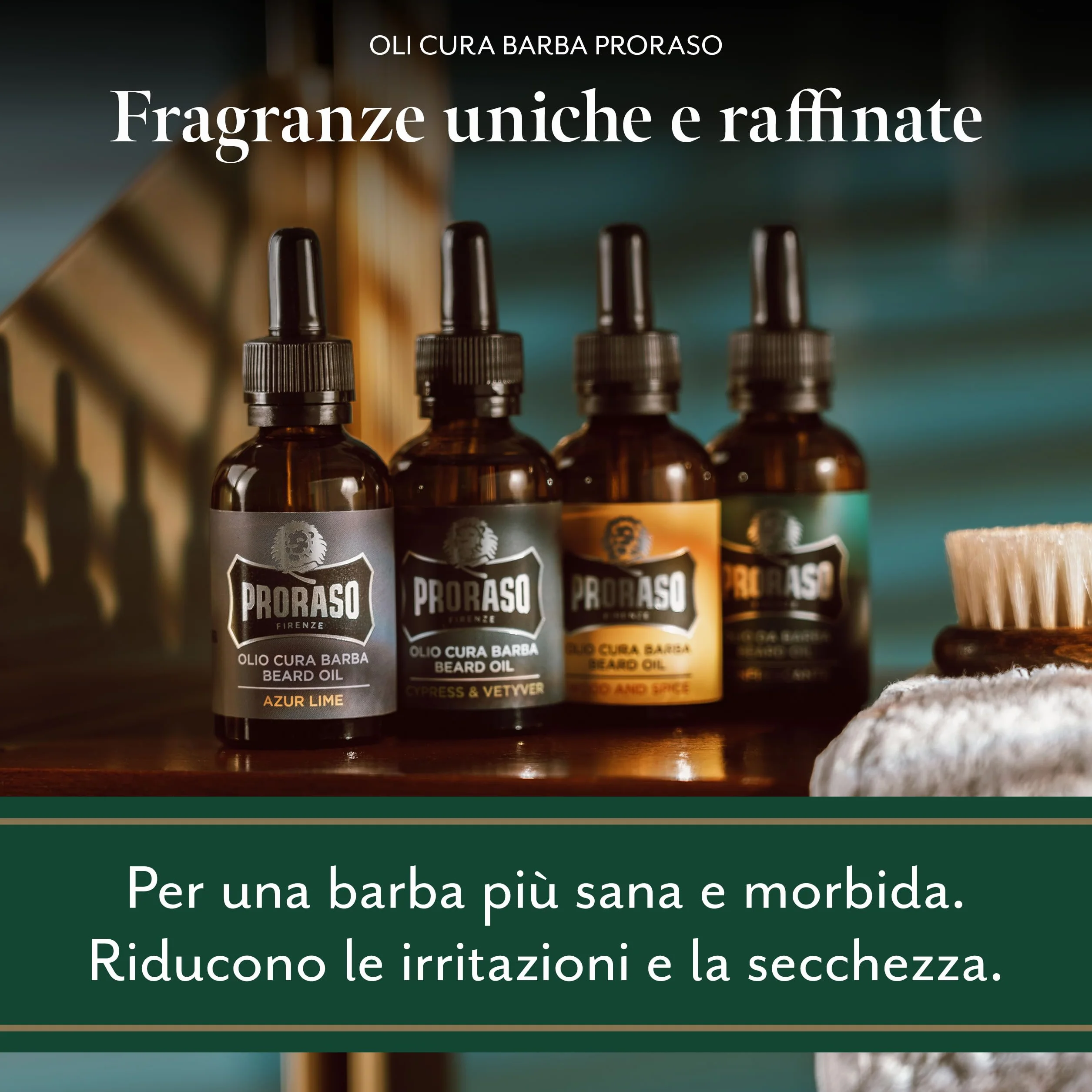 Proraso Olio Cura Barba Wood and Spice, 2 x 30ml, Olio da barba uomo con effetto ammorbidente e nutriente, Olio barba folta e lunga, Made in Italy