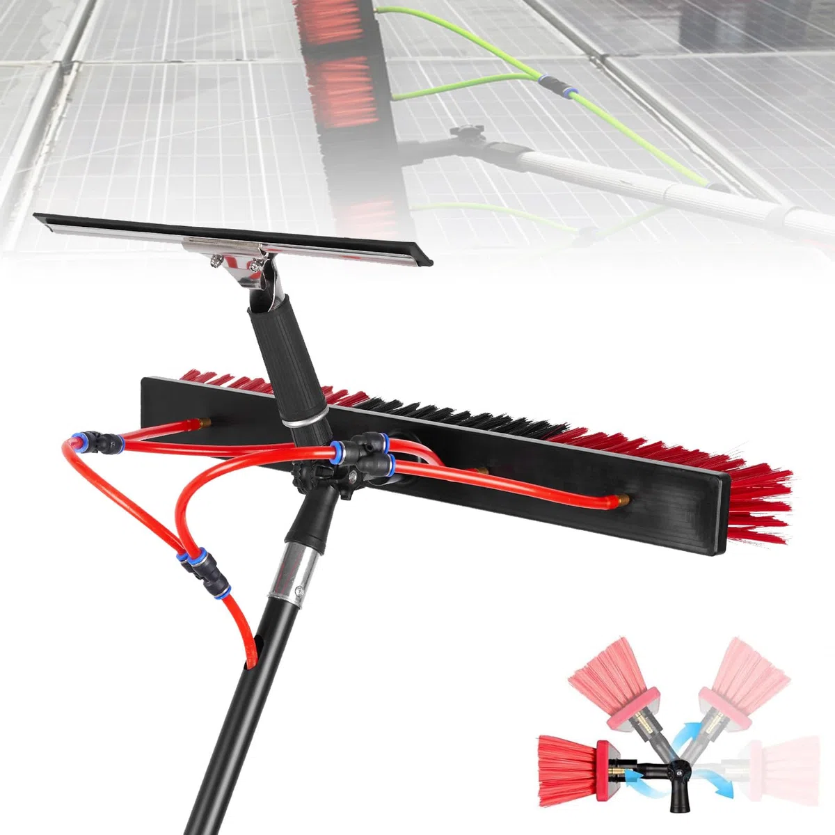 Limpieza Placas Solares Cepillo, Barra telescóa Exteble Limpiador Fotovoltaico, Cabezal del Cepillo 35 cm/55 cm, Aleación de Aluminio, para Ventanas Altas 10.8M-35CM