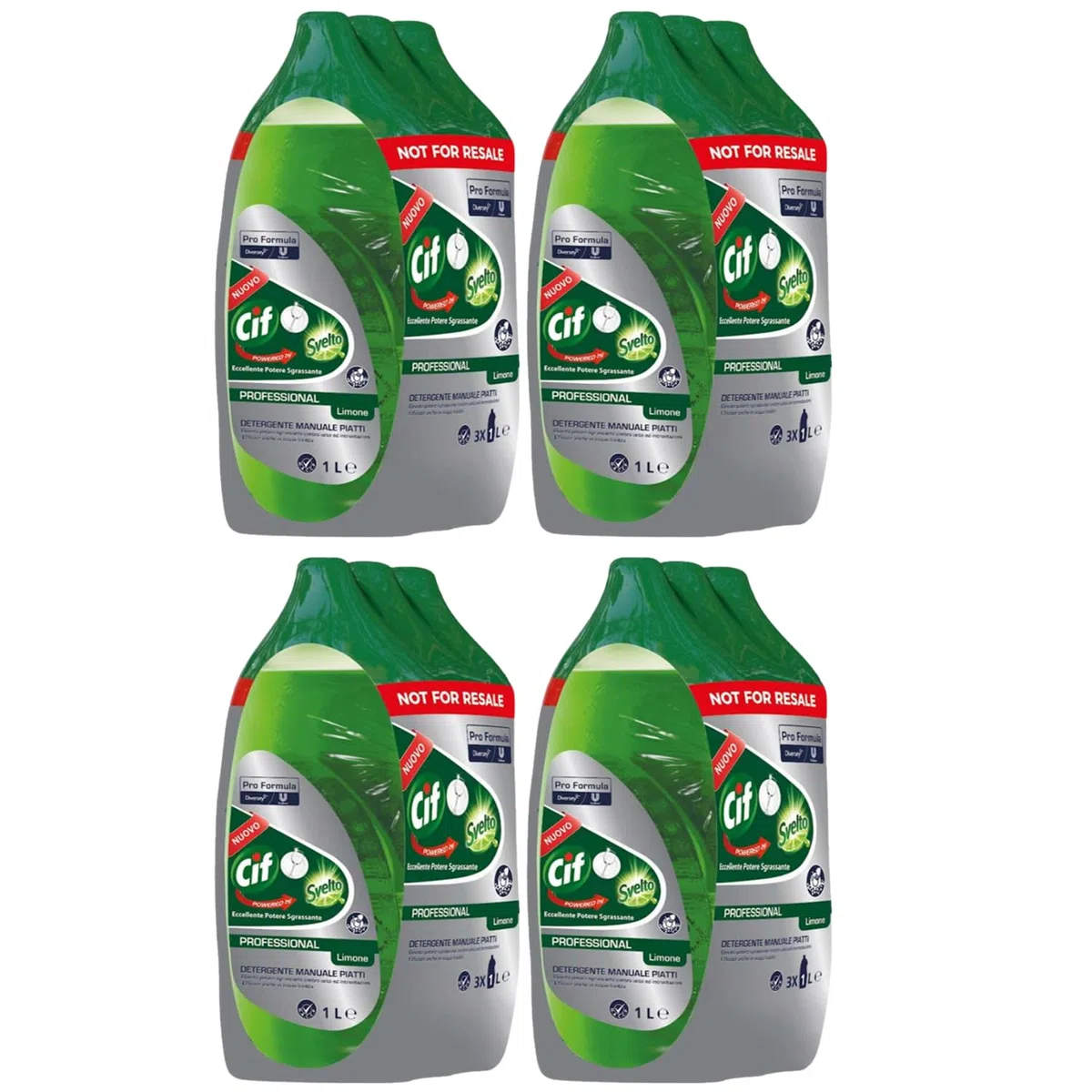 Cif powered by Svelto | 12 x 1L (12 Litri) Detergente Manuale Piatti profumo di Limone, Pro Formula, Elevato potere Sgrassante contro unto ed incrostazioni - Efficace anche in Acqua Fredda