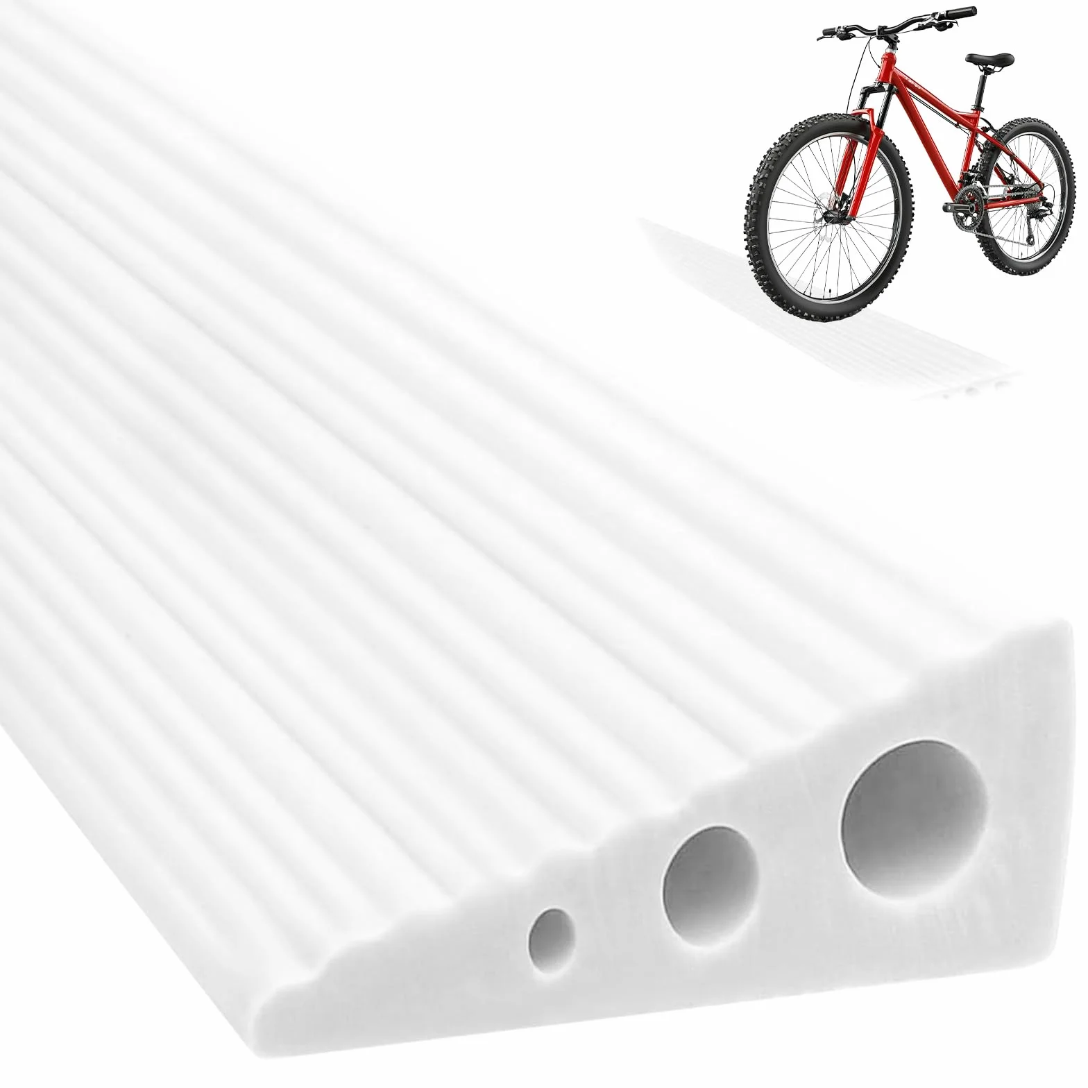 Rampa di Soglia per Porta in TPE, Altezza 2.5 cm, Carico Max 500 kg, Antiscivolo | per Sedie a Rotelle Elettriche, Passeggini, Robot Aspirapolvere, Disabili | Design Resistente (Bianco, 100x6.5x2.5cm)