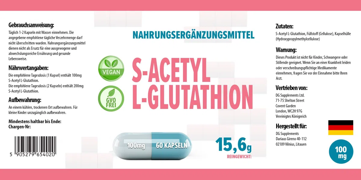 Hepatica S-Acetil-Glutatione | 100 mg | Alto dosaggio, principio attivo unico | 60 capsule vegane | scorta per 2 mesi | GMP & Testato da Laboratorio Indipendente