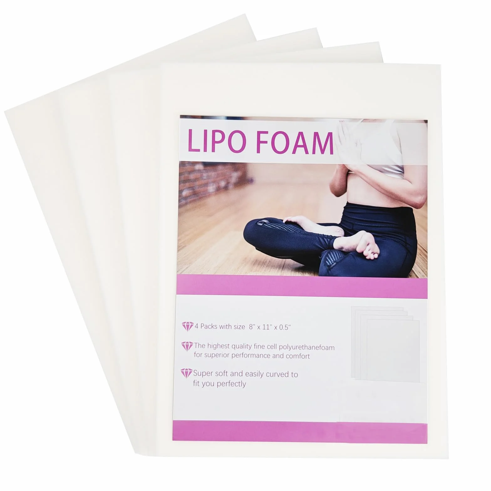Schiuma Lipo 4 Confezione 8x11x0.5 inches Extra Spesso Super Morbido Chirurgia Liposuzione Schiuma Addominoplastica Board Cuscinetti Compressivi per Recupero Lipo