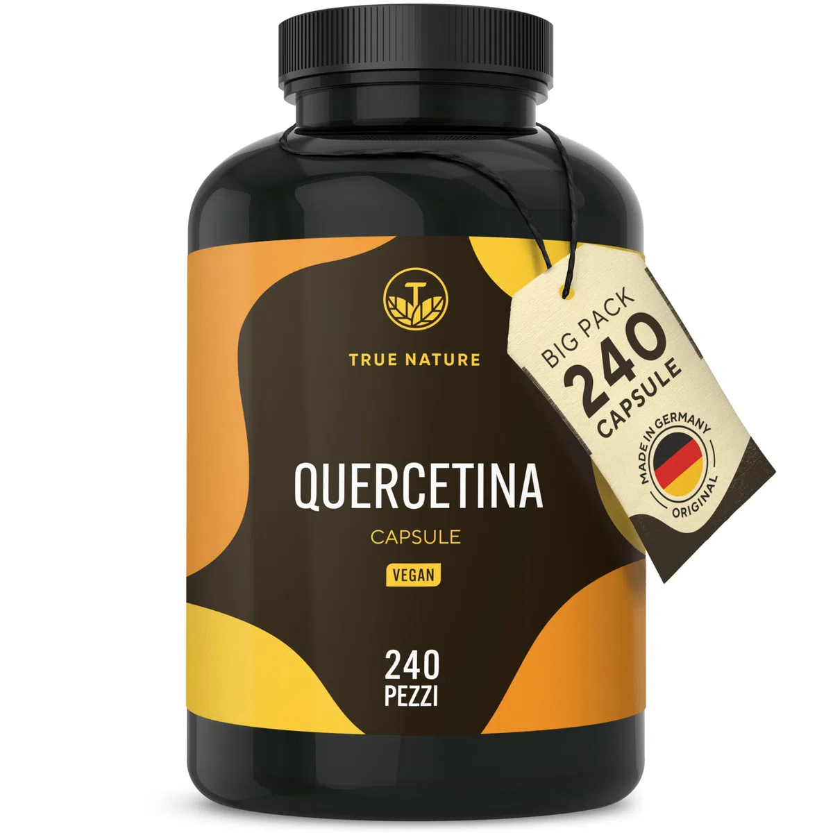Quercetina 500mg pura - 240 Capsule - Vegan - Produzione tedesca - Materia prima premium: estratto di fiori di Sophora japonica - Testato in laboratorio, altamente dosato - TRUE NATURE®