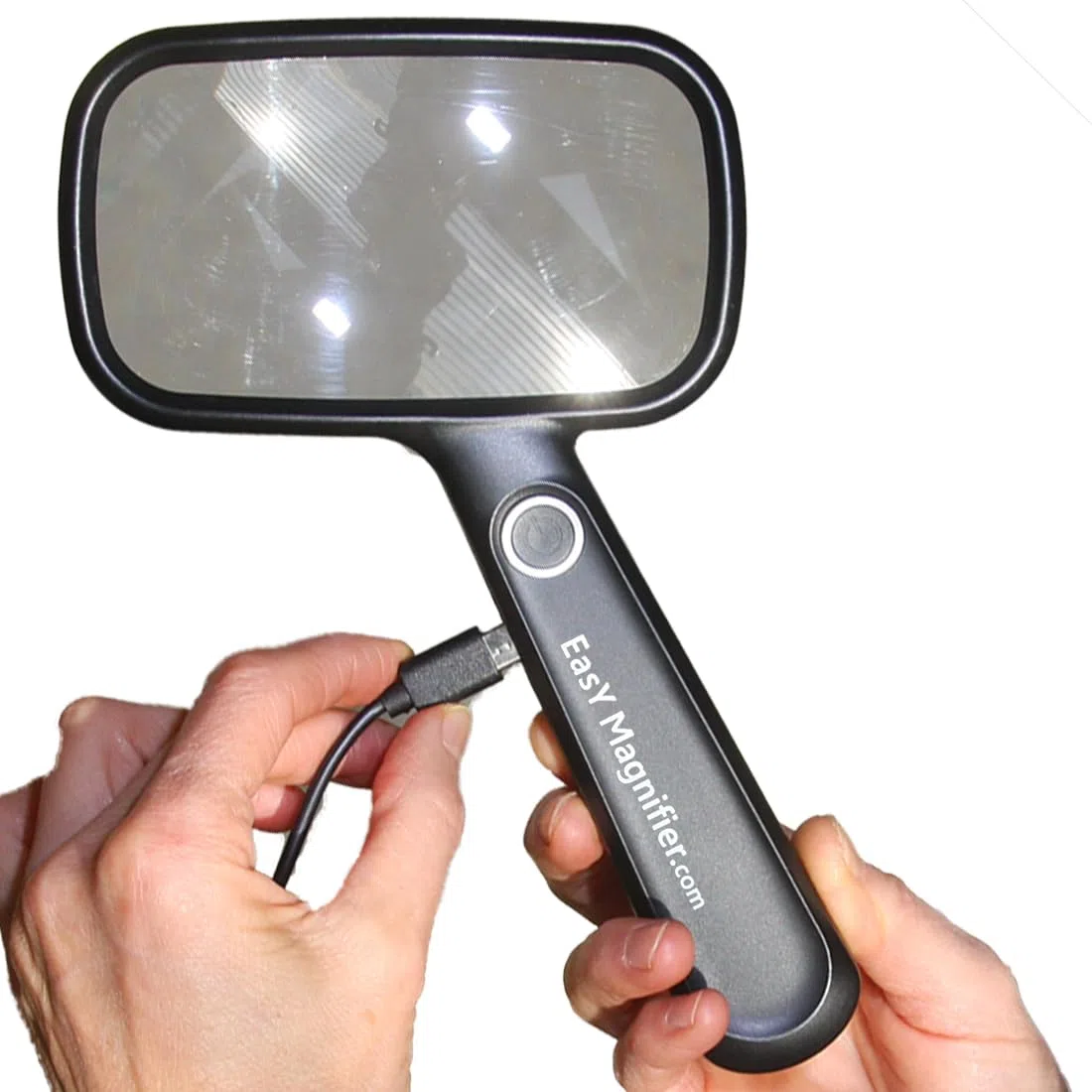 Lente di ingrandimento 2.0X con luce LED per libri; Grande lente a mano con batteria e cavo di ricarica USB; Vetrino ingranditore ricaricabile per leggere, lente come ausilio visivo e regalo pratico.