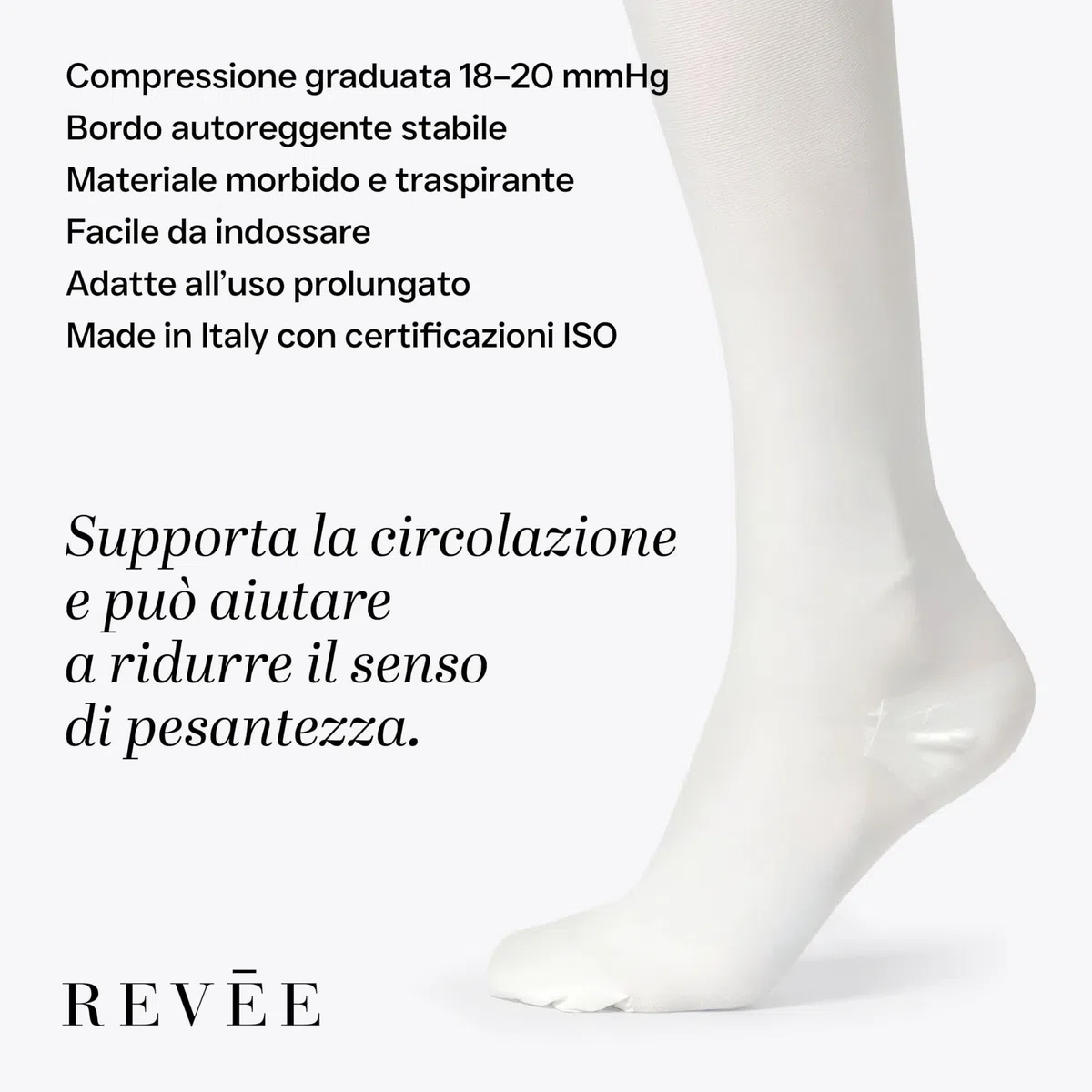 REVÉE Calze Autoreggenti Unisex a Compressione Graduata, Calze Antitrombo Post-Operatorie mirata alla coscia, con Foro d’Ispezione, Elastiche e Compressive