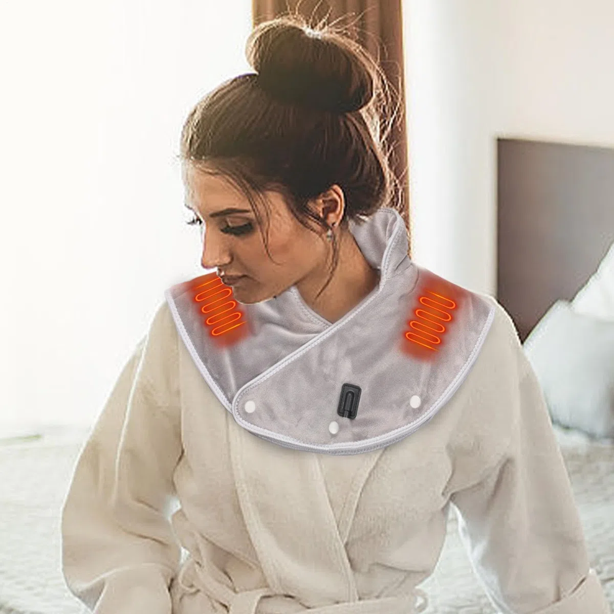 Cuscino Termico Cervicale, Scialle Riscaldato Donna Usb, Cuscinetto Riscaldante Per Collo E Spalle, Termoforo Cervicale E Spalle Per Microonde, 3 Impostazioni Di Calore, Antisurriscaldamento