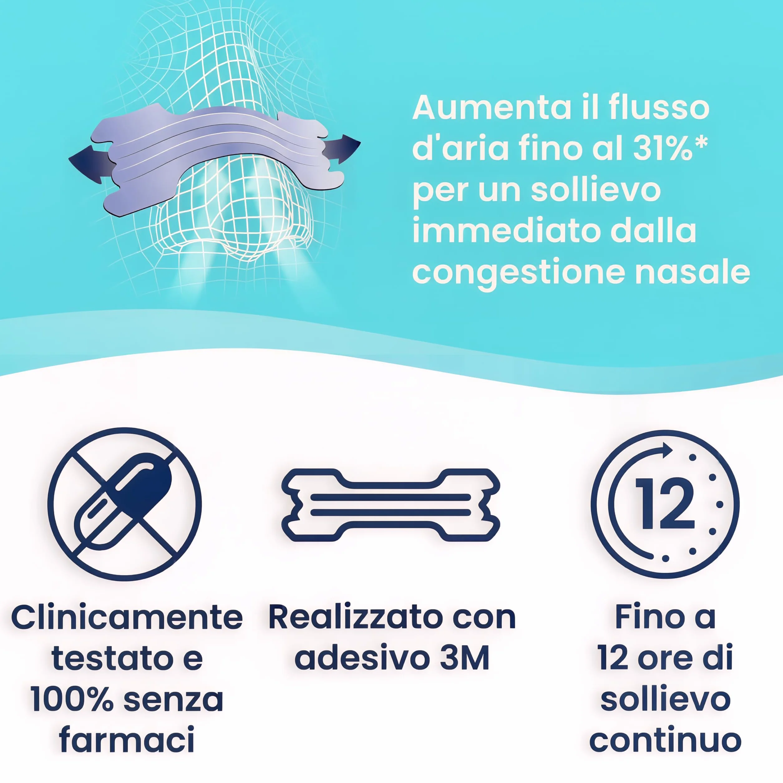 Breathe Right Cerottini Nasali Trasparenti Grandi - Strisce Nasali Invisibili per Respirazione Libera, Sollievo da Naso Chiuso & Russamento - Anche Per Pelli Sensibili - Confezione da 30 Pezzi