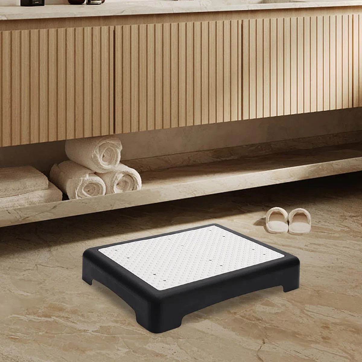 Sgabello Mezzo Gradino Portatile, Alzata per Scale Mezzo Gradino Antiscivolo con Superficie Antiscivolo, per Uso Interno Ed Esterno Ausili per La Mobilità E La Disabilità, per Bagno, Sedia, Letto