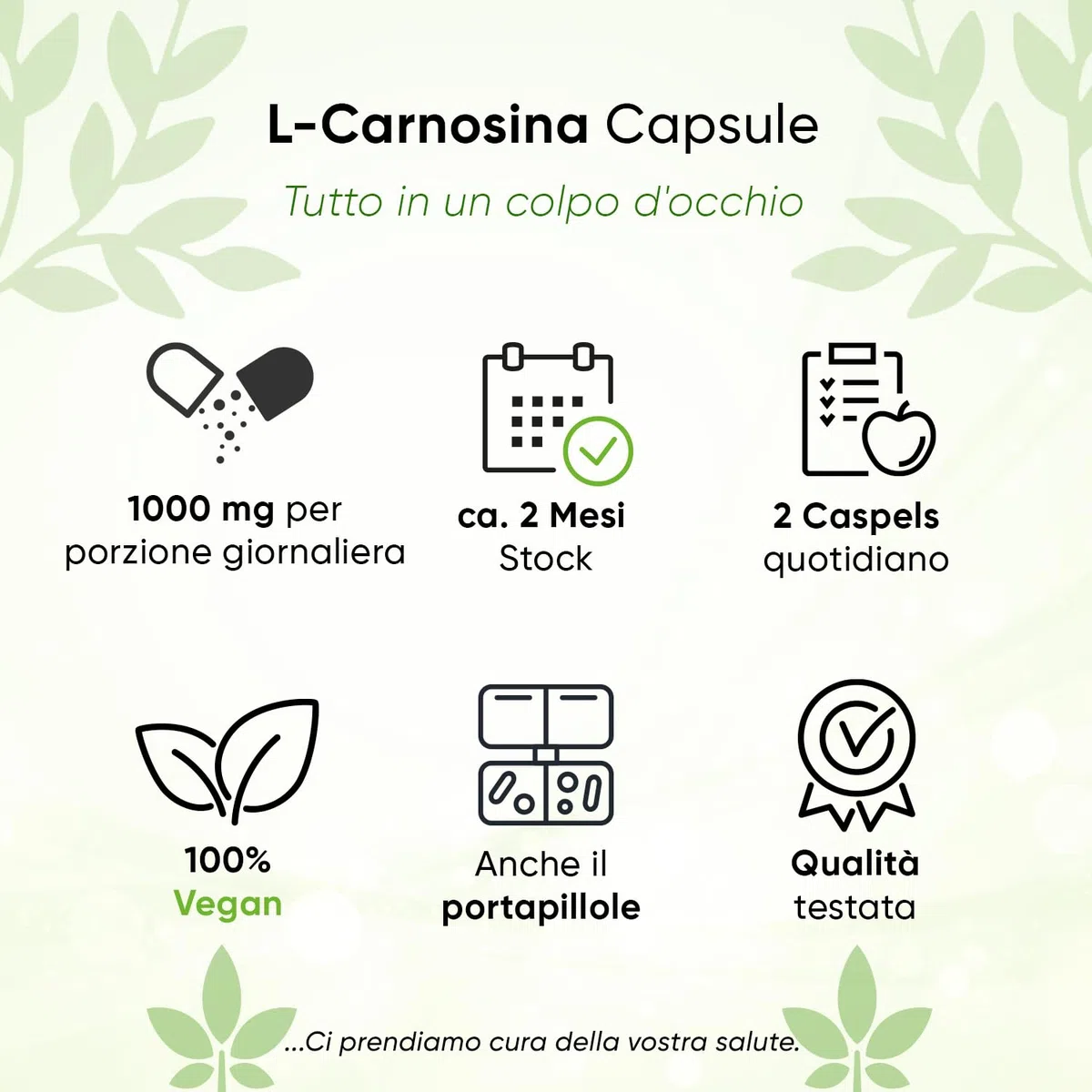 L-Carnosina 100 Capsule | 1000 mg per dose giornaliera | Inclusa scatola porta pillole | 100% Vegano | Alta dose e senza additivi | Alta biodisponibilità | Testato in laboratorio