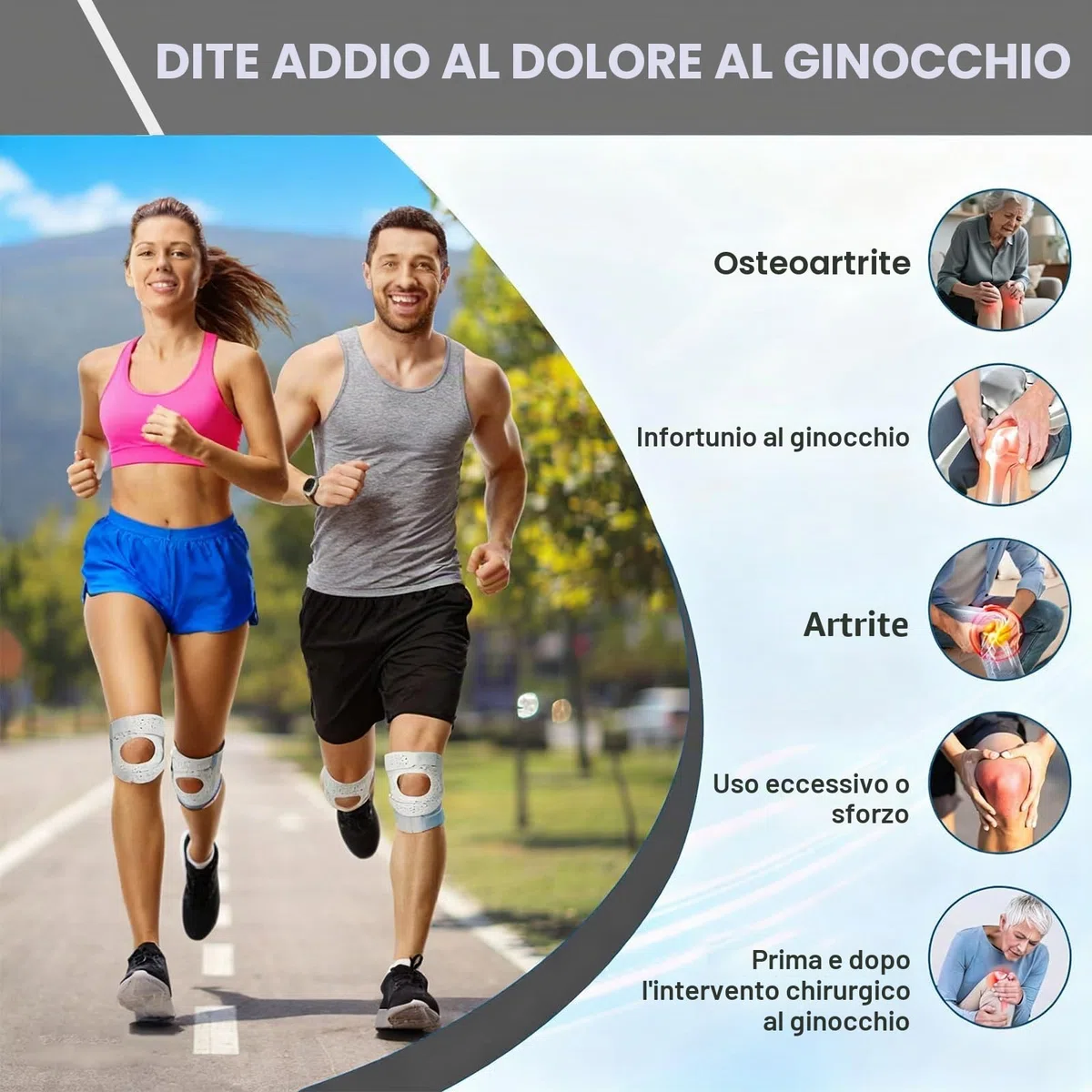Ginocchiera Rotulea Regolabile 2 Pezzi - Tutore Ginocchio per Menisco e Legamenti, Ginocchiere Ortopediche Sportive per Corsa, Artrite (Stabilità Ottimale)