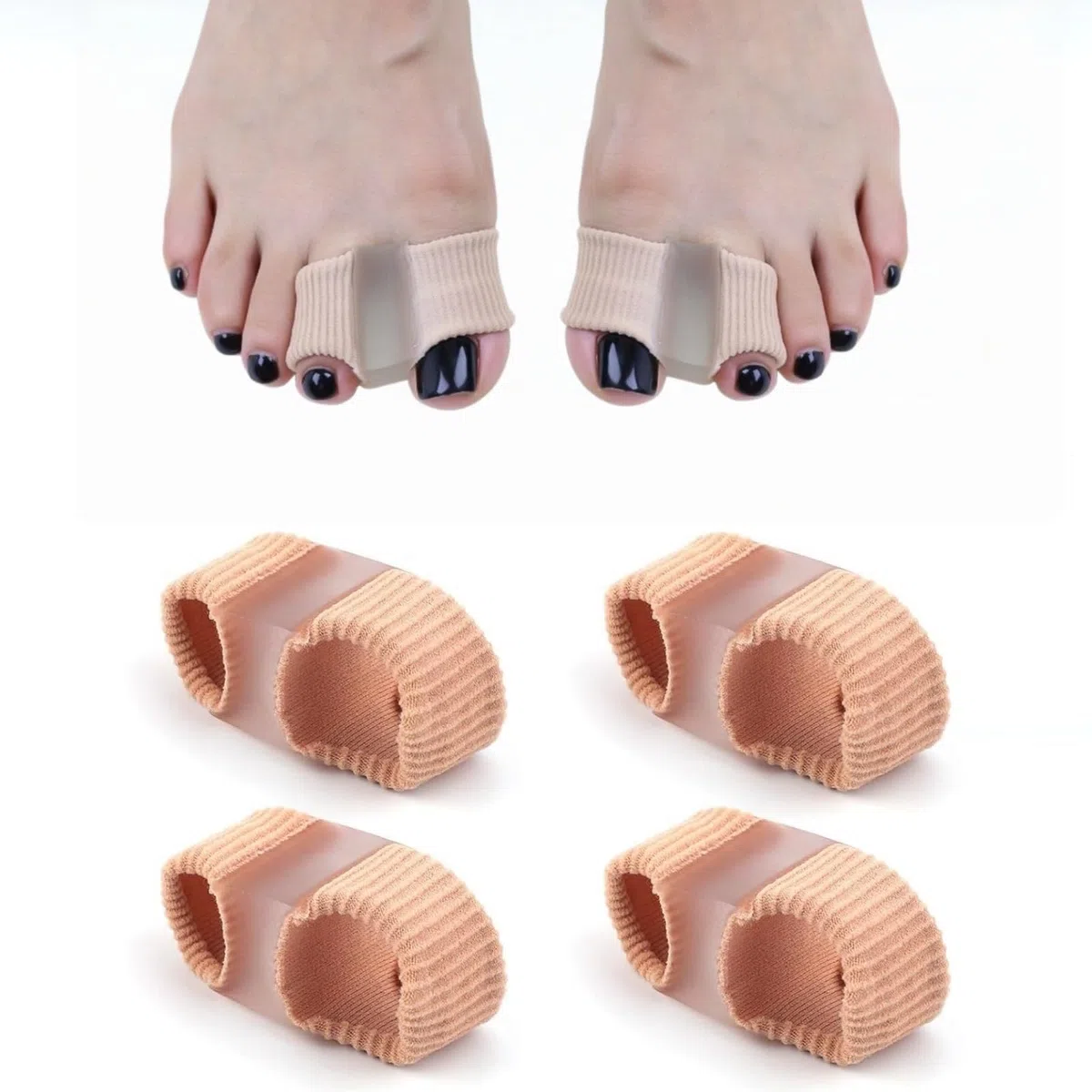 Solevia Correttore Alluce Valgo,Solevia Alluce Valgo,Separatori per Dita dei Piedi Unisex,Separatori in Gel a 2 Fori,Correttori per Dita Sovrapposte