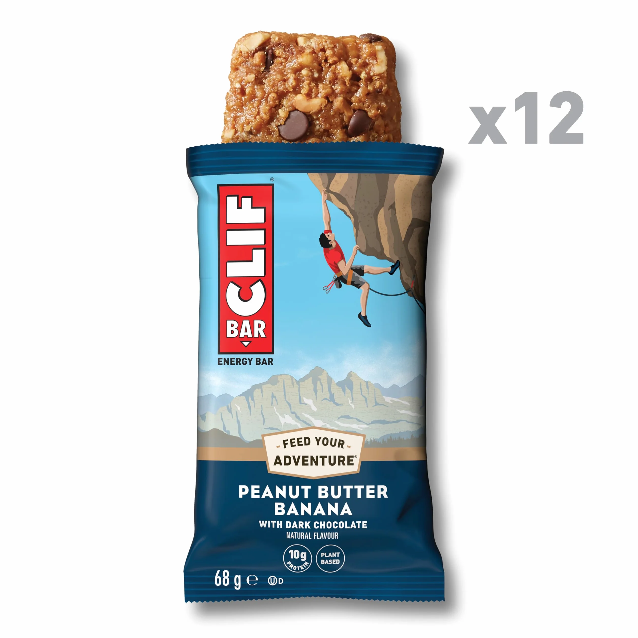 CLIF BAR | Barretta Energetica | Peanut Butter Banana Dark Chocolate | Barretta proteica vegetale per Corsa, Allenamento per maratone, Ciclismo e Sport di Resistenza | Snack Naturale | 12 x 68 g