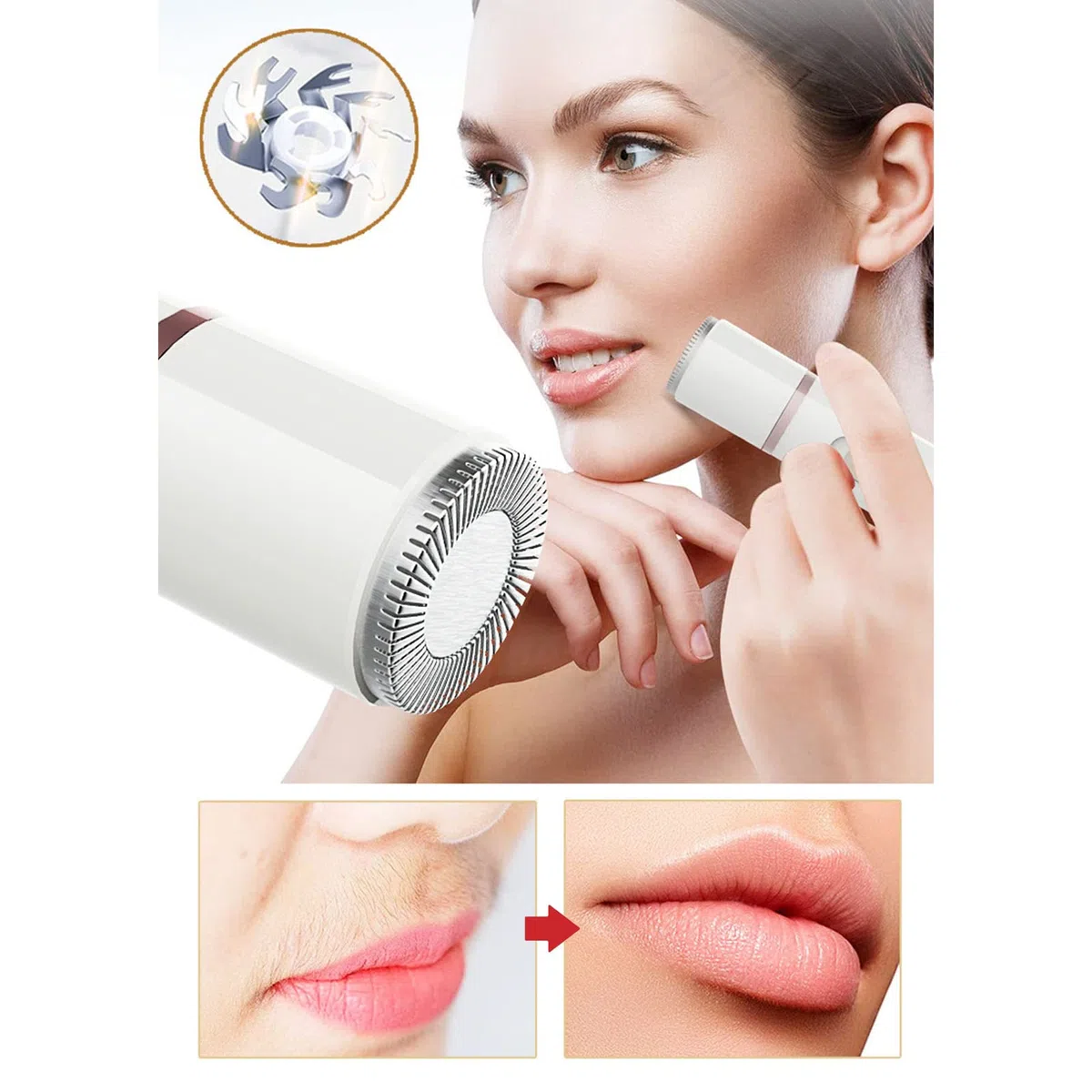 Rasoio Elettrico da Donna, Teste di Rasatura in Raso di Bellezza Depilatore Elettrico Staccabile Rasoio Elettrico da Donna per Gambe