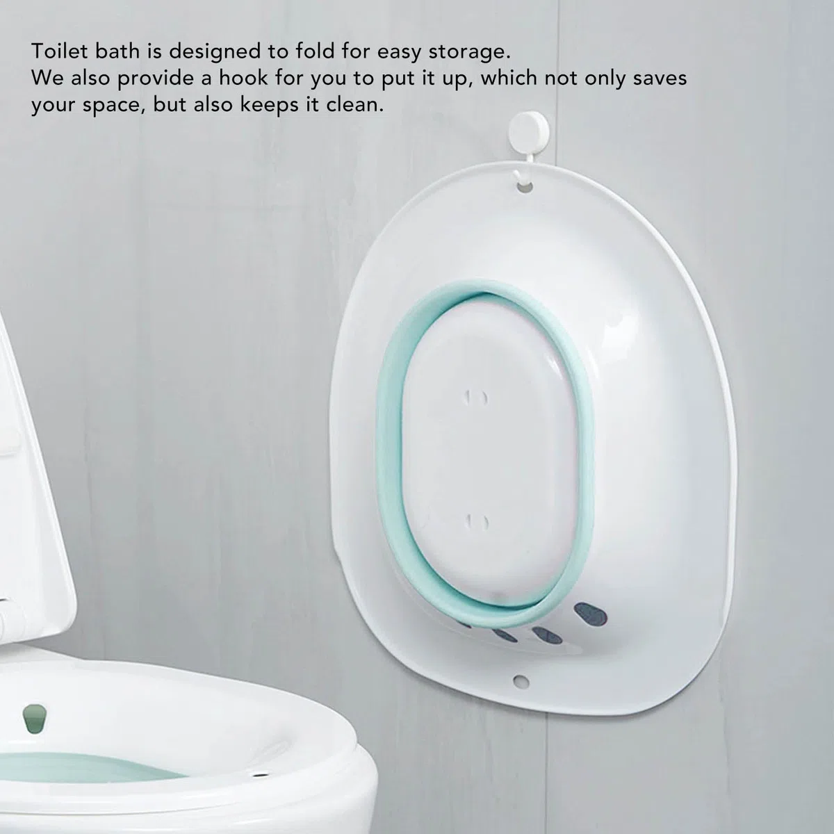 Sitz Bath per Sedile del Water, WC Dopo il Parto Squat Riduce il Dolore A Prova di Fuoriuscita di Acqua Massaggio Sitz Bath Pieghevole con Sciacquone(Verde)